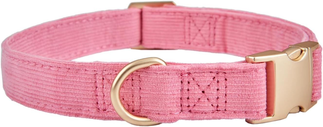 YUDOTE Soft Cotton Dog Collar with Metal Buckle Adjustable Heavy Duty Comfy Corduroy Collars for Small Medium Large Dogs,Black,Small