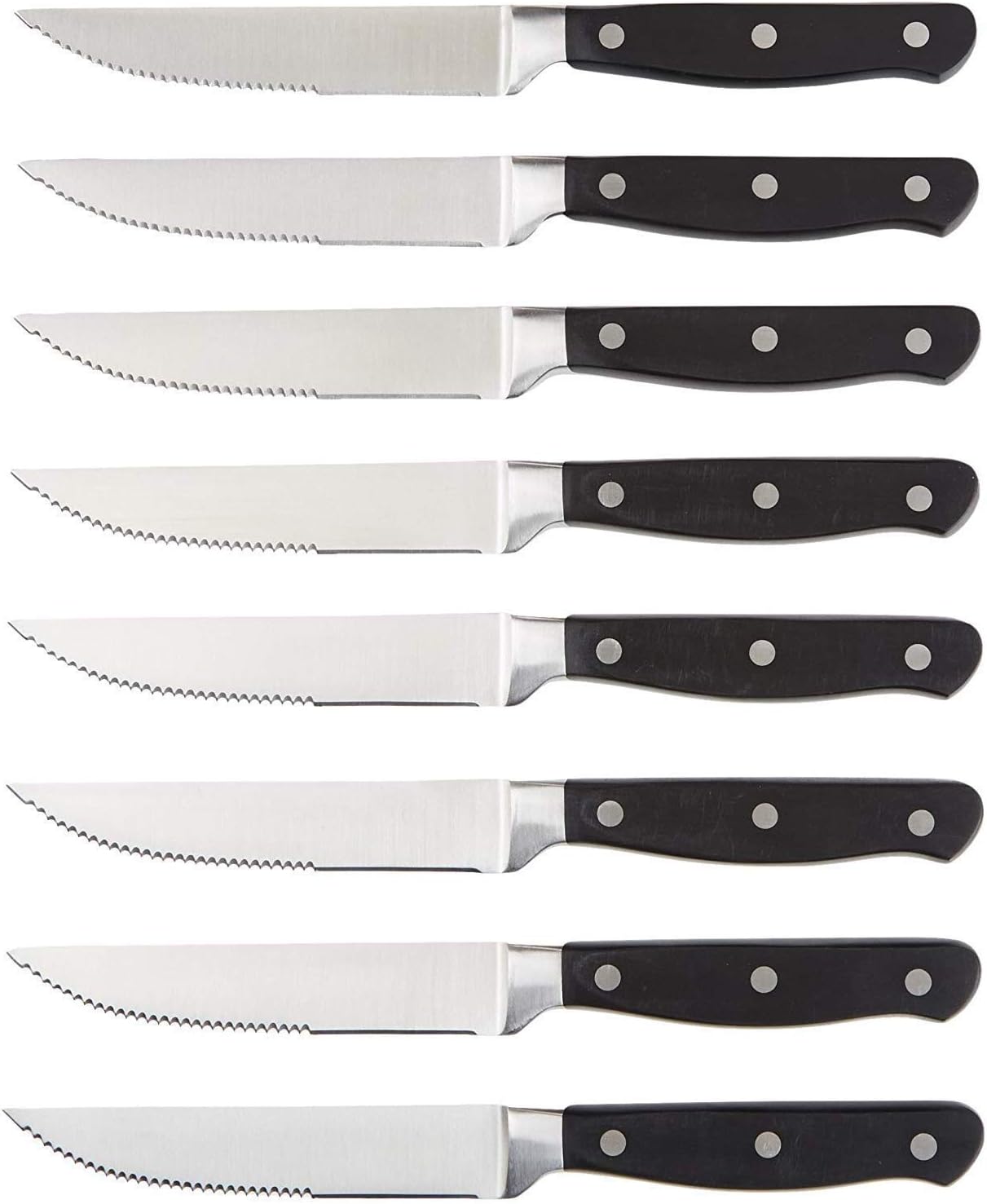 Amazon Basics Premium 8-Piece Kitchen Steak Knife Set, Black