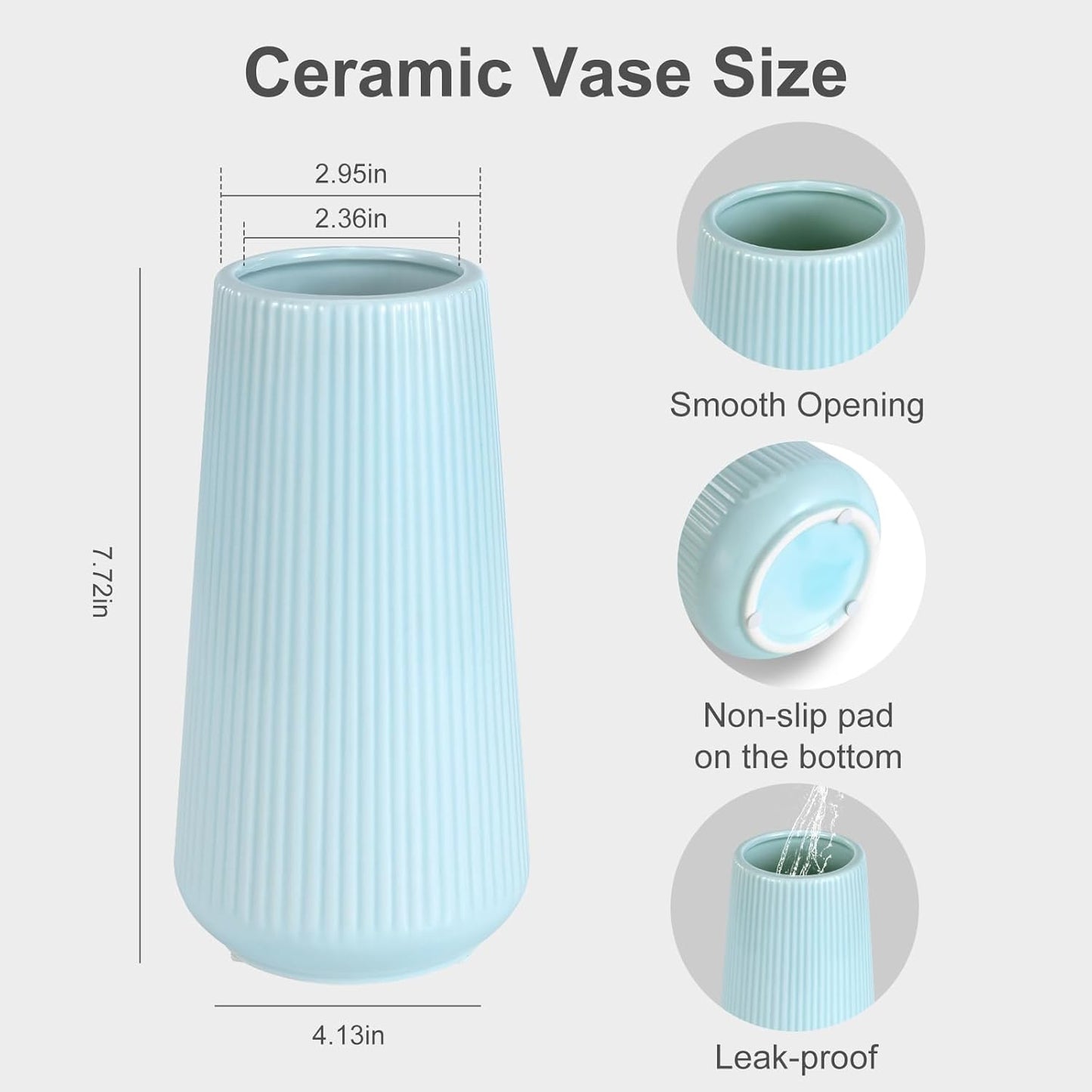 White Ceramic Vase, GUKJOB Small Cute Flower Vase for Pampas Grass, Home, Living Room, Dining Table, Farmhouse, Office Decor, Bedroom, Table, and Kitchen Shelf (White)