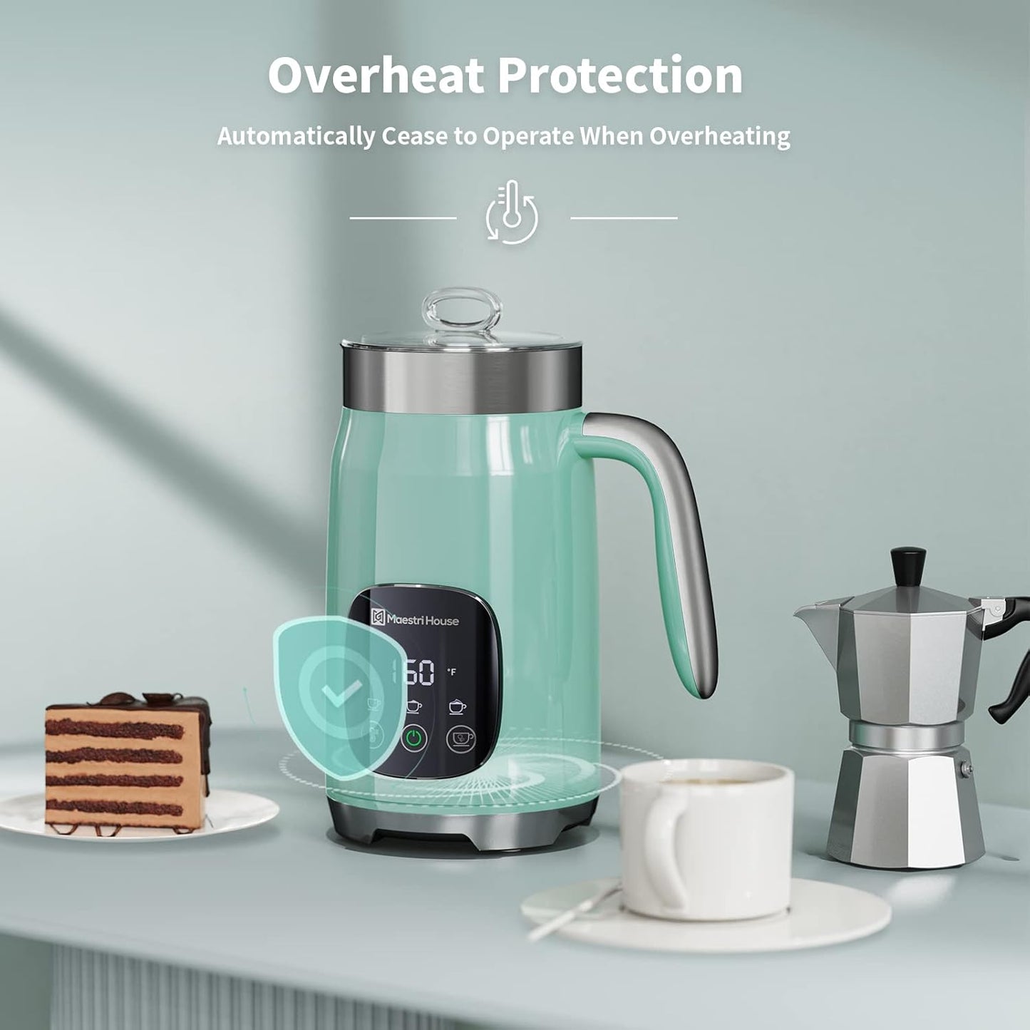 Maestri House Milk Frother, Variable Temp and Froth Thickness Milk Frother and Steamer, 14.1OZ/400ML Smart Touch Control Foam Maker, Memory Function for Latte, Warm Milk, Hot Chocolate,DualFro 400