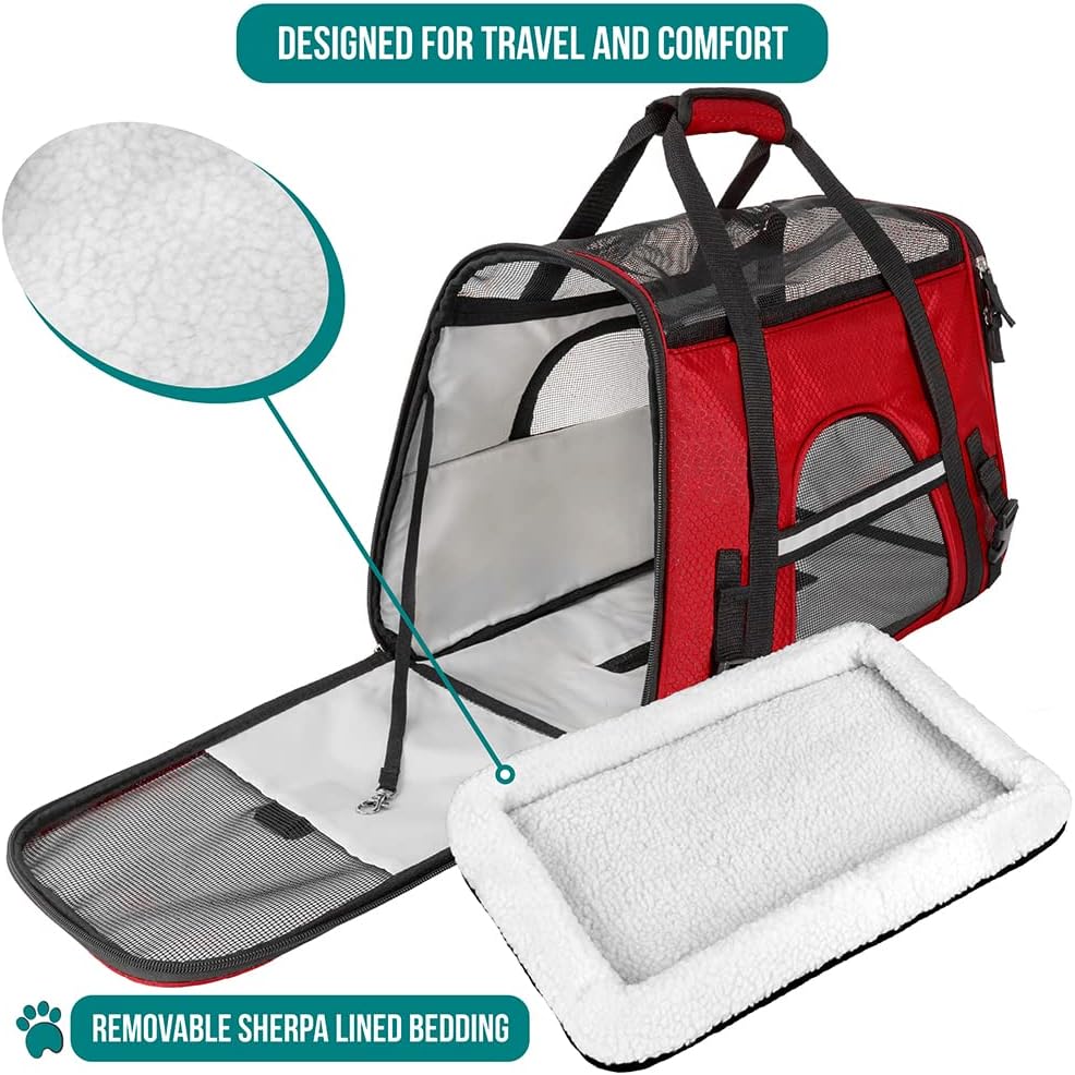 Premium Airline Approved Soft-Sided Pet Travel Carrier by PetAmi | Ventilated, Comfortable Design with Safety Features | Perfect For Plane or Car | Ideal for Small to Medium Sized Cats, Dogs, and Pets