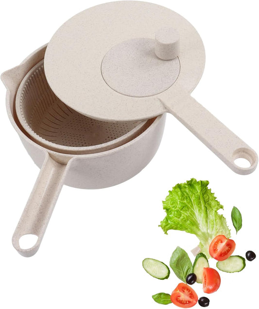 Small Salad Spinner Multipurpose Vegetable Washer with Handle Lettuce Dryer Salad Tools Spinners Drain Basket for Home Kitchen