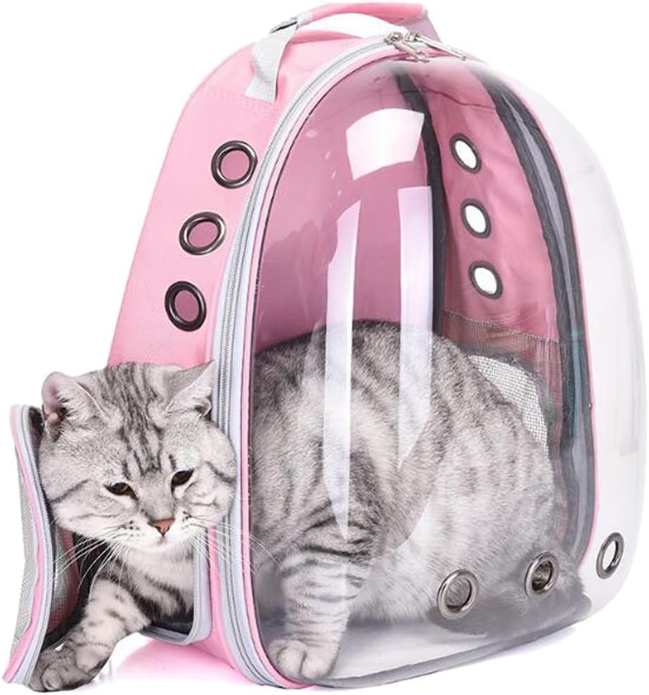 Cat Backpack Carrier Pet Dog Expandable Carriers Bag with Space Capsule Clear Bubble Window for Kitten Small Puppy and Bunny Cats Travel Hiking Walking Outdoor Use