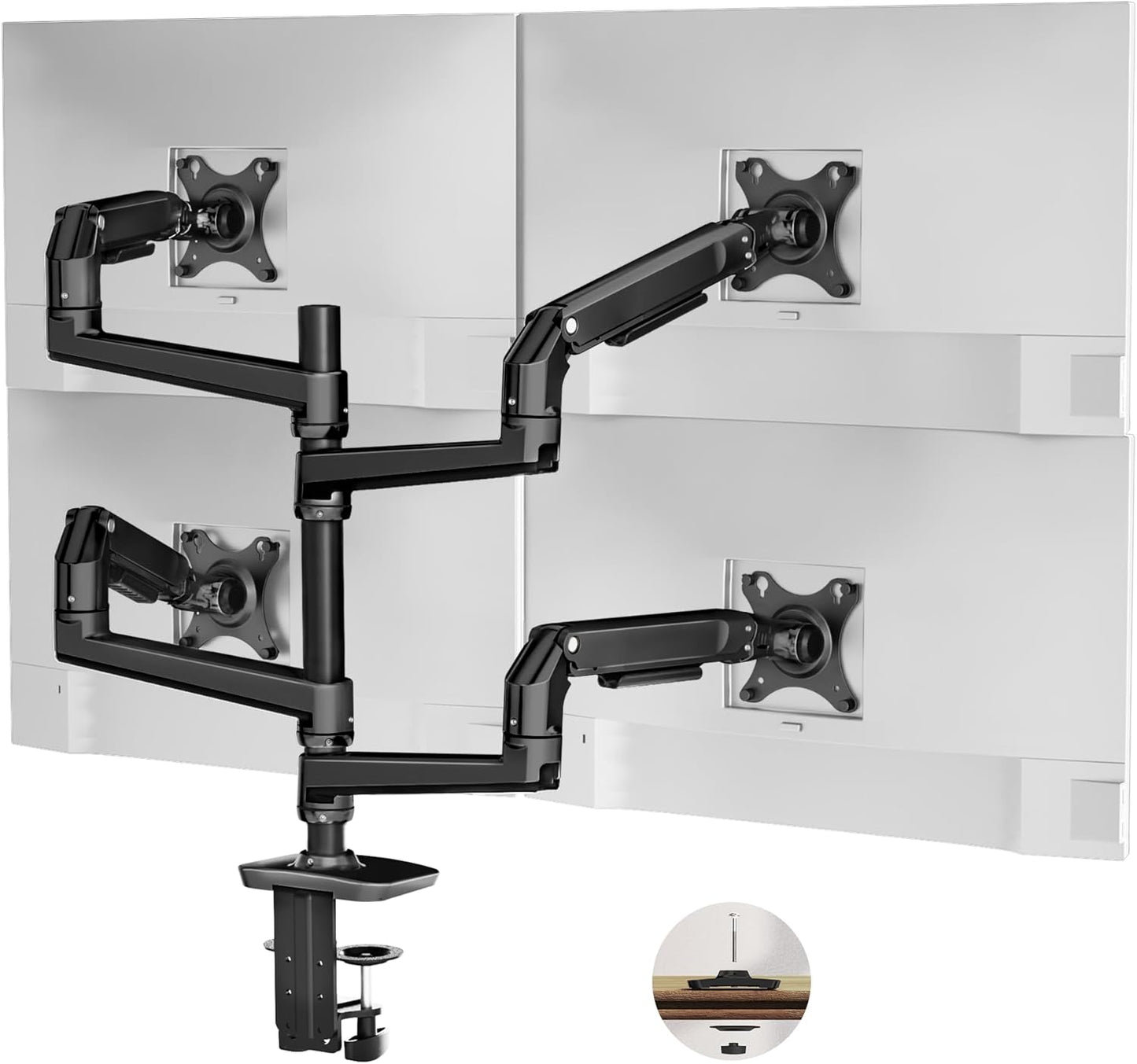ErgoUnion Dual Monitor Stand for Desk, Vertical Dual Monitor Mount with Wide Range of Motion, Dual Monitor Arm for 17-40" Screen up to 25 lbs Each, Computer Monitor Stand for 2 Monitors - Black
