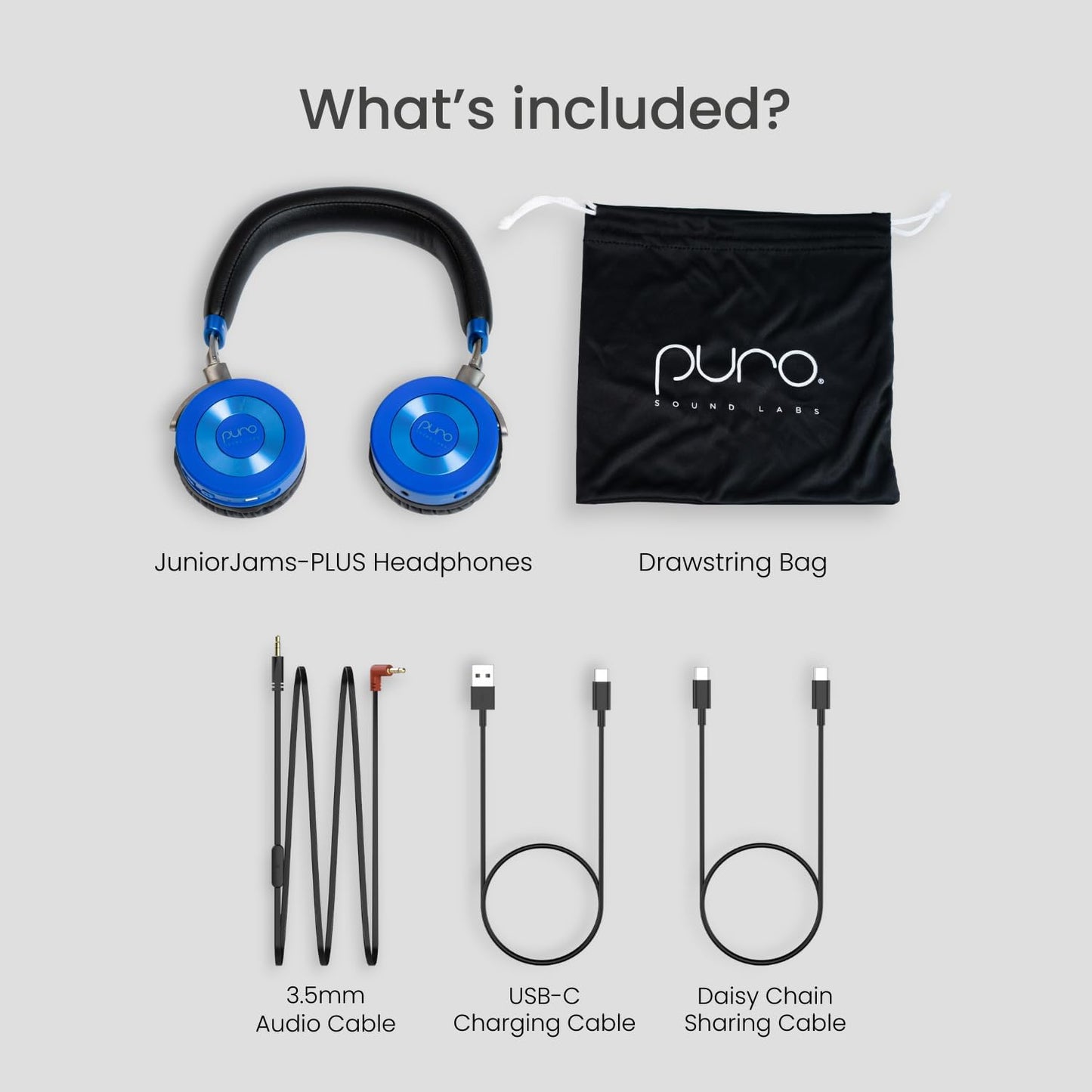 JuniorJam Plus Volume Limiting Headphones for Kids, Foldable & Adjustable Bluetooth Headphones, 22-Hour Battery Life USB-C Charging (Black)