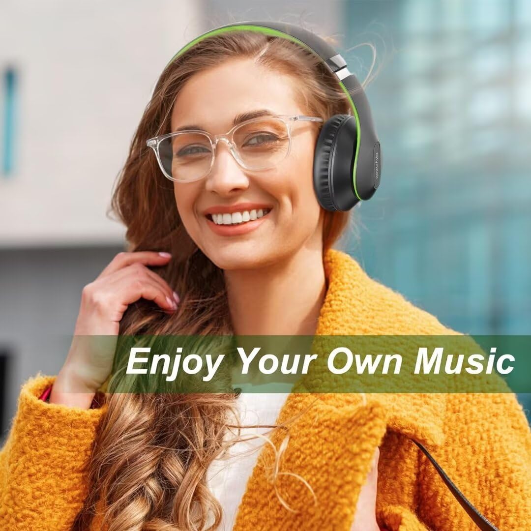 Glynzak Wireless Bluetooth Headphones Over Ear 65H Playtime HiFi Stereo Headset with Microphone and 6EQ Modes Foldable Bluetooth V5.3 Headphones for Desktop Computer Laptop Rose Gold