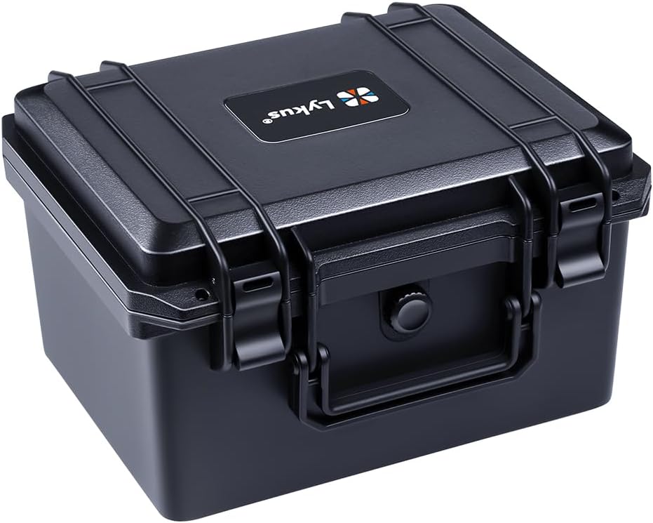 Lykus HC-2710 Portable Waterproof Hard Case with Foam, Camera Case with Customizable Fit Foam,Fit use of Drones,Camera, Equipments, Interior Size 27x16x8 cm