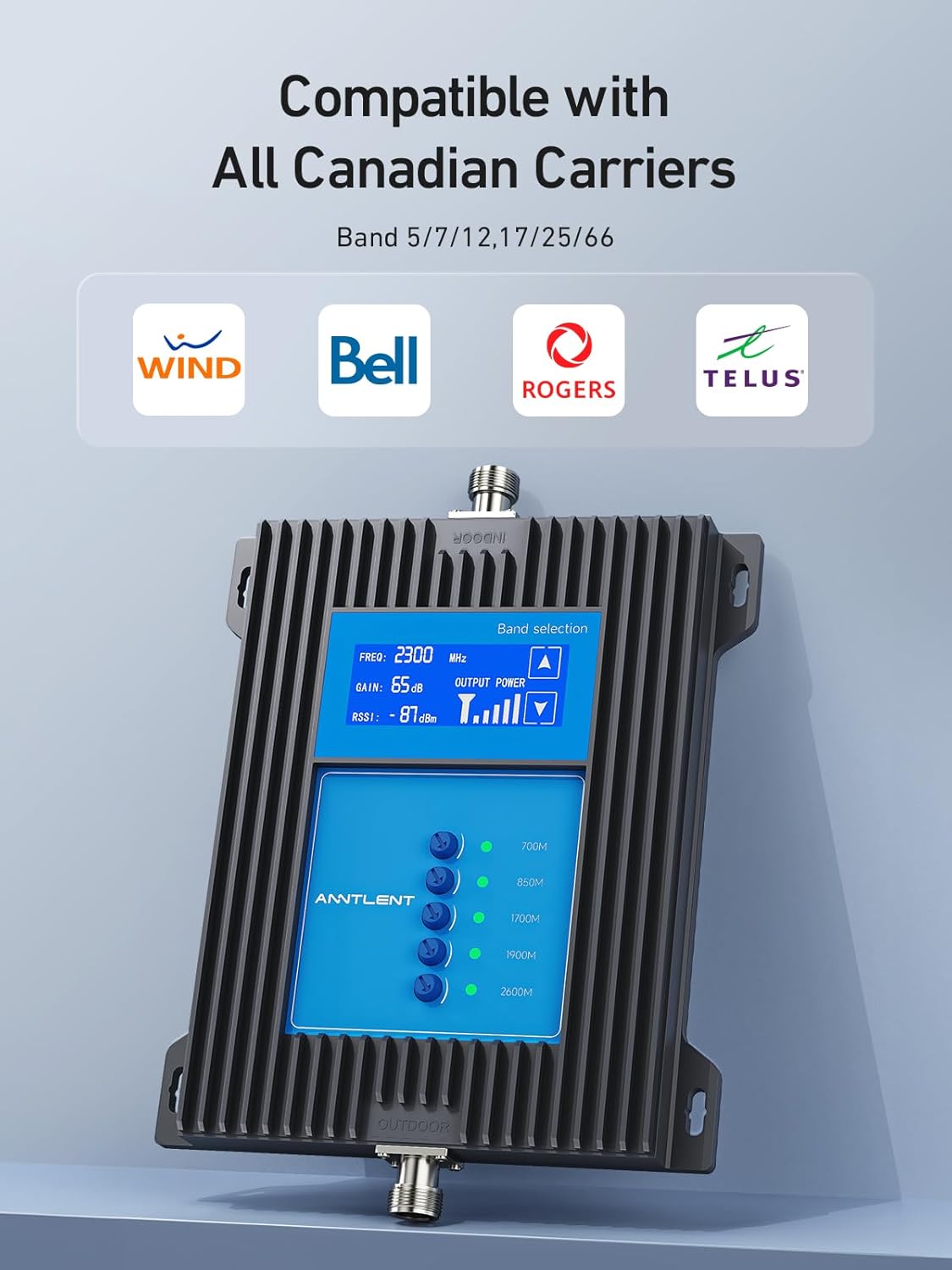 ANNTLENT Cell Phone Signal Booster for House 3G 4G LTE 5G Compatible with All Carriers on Band 25/2/66/4/7/5/12/17, Cell Booster with Omni Antenna and LCD Display, APP Adjust | ISED Approved