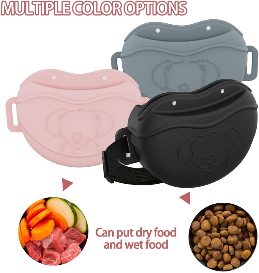 TUCANA Silicone Dog Treat Pouch for Pet Training – Upgraded 4 Strong Magnets Enhanced Magnetic Closure, Ease of Cleaning, Come with Adjustable Wasit Belt and Effective Dog Clicker (Pink)