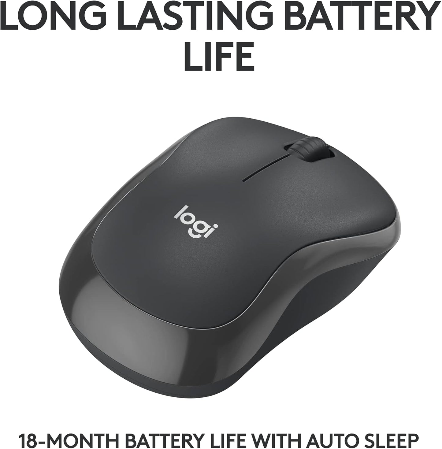 Logitech M185 Wireless Mouse, 2.4GHz with USB Mini Receiver, 12-Month Battery Life, 1000 DPI Optical Tracking, Ambidextrous, Compatible with PC, Mac, Laptop - Black