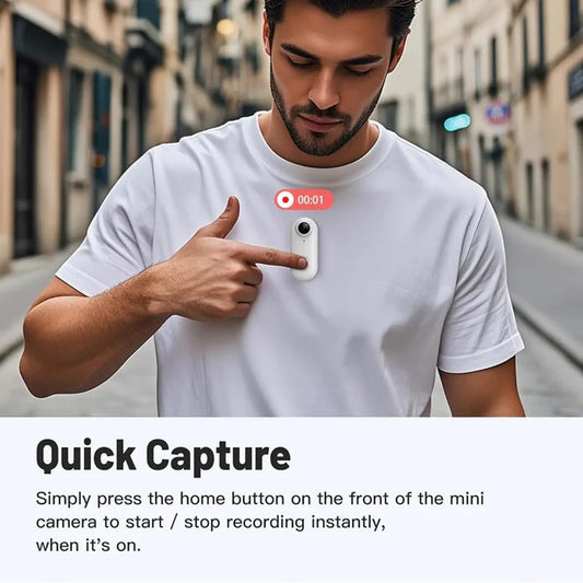 POV Pro Mini Body Camera Wearable 4K Thumb Action Cam Portable Body Cam with Audio Chest Camera for Vlogging Cycling Travel Pet Walking Sports Clip On - PuriLite
