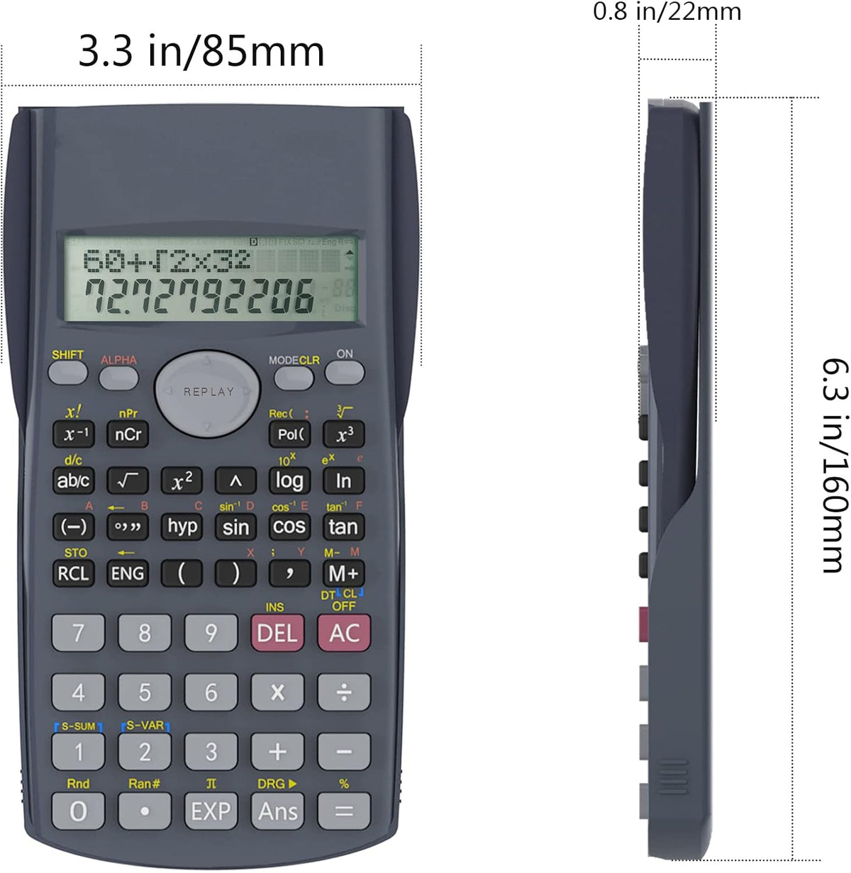Helect 2-Line Engineering Scientific Calculator | Scientific Calculator | Engineering Calculator | School Calculator | Business Calculator | Battery Powered Calculator - PuriLite