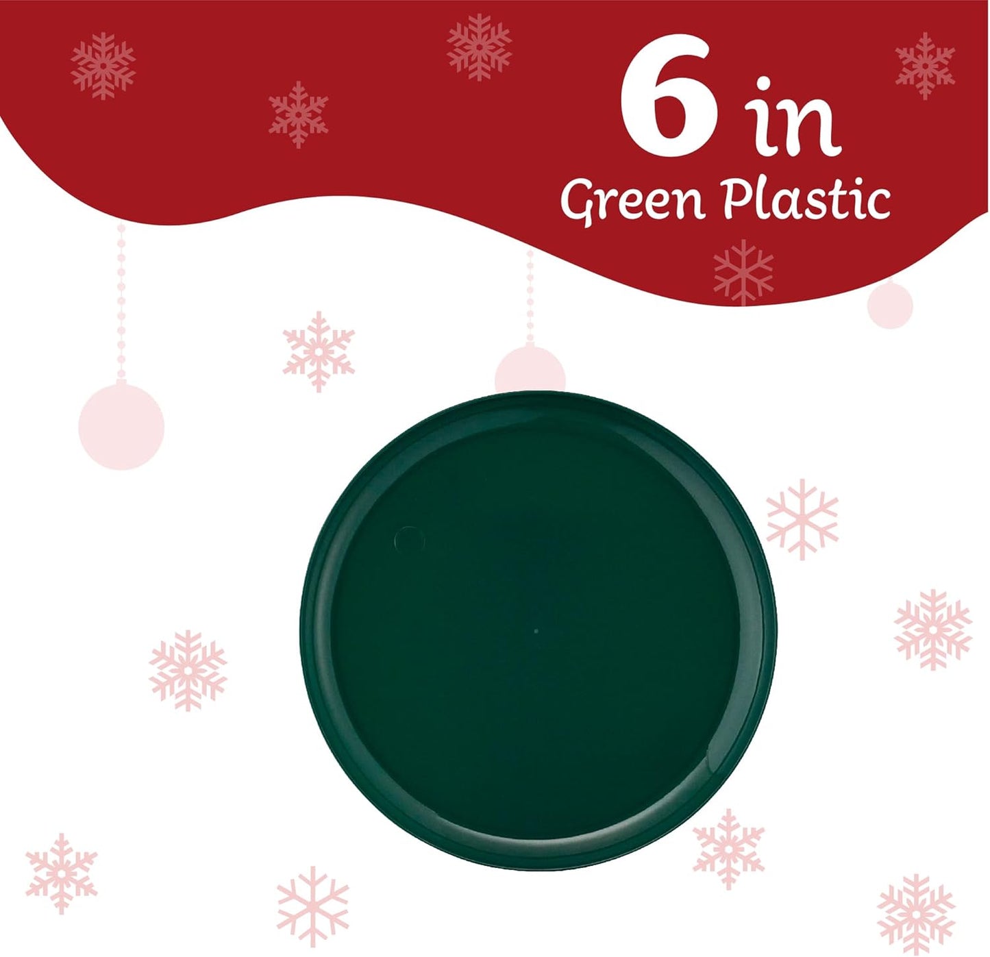 PLASTICPRO [30 Pack 10.7'' Christmass Green Plastic Party Plates Edge Collection Premium heavyweight Elegant Disposable Tableware Dishes