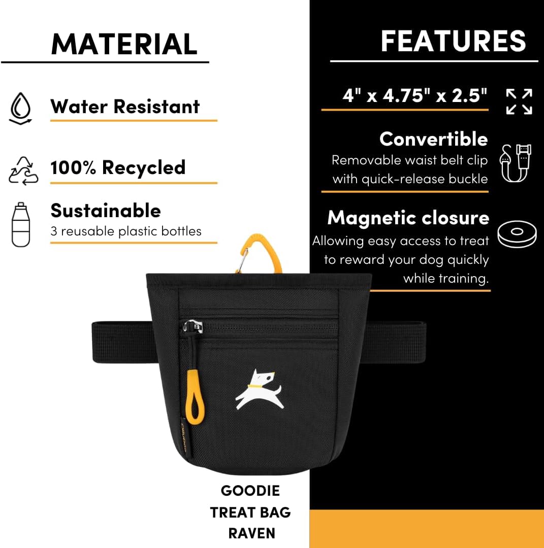 OllyDog Goodie Treat Bag, Dog Treat Pouch, Waist Belt Clip for Hands-Free Training, Magnetic Closure, Dog Training and Behavior Aids, Three Ways to Wear (Wet Weather)