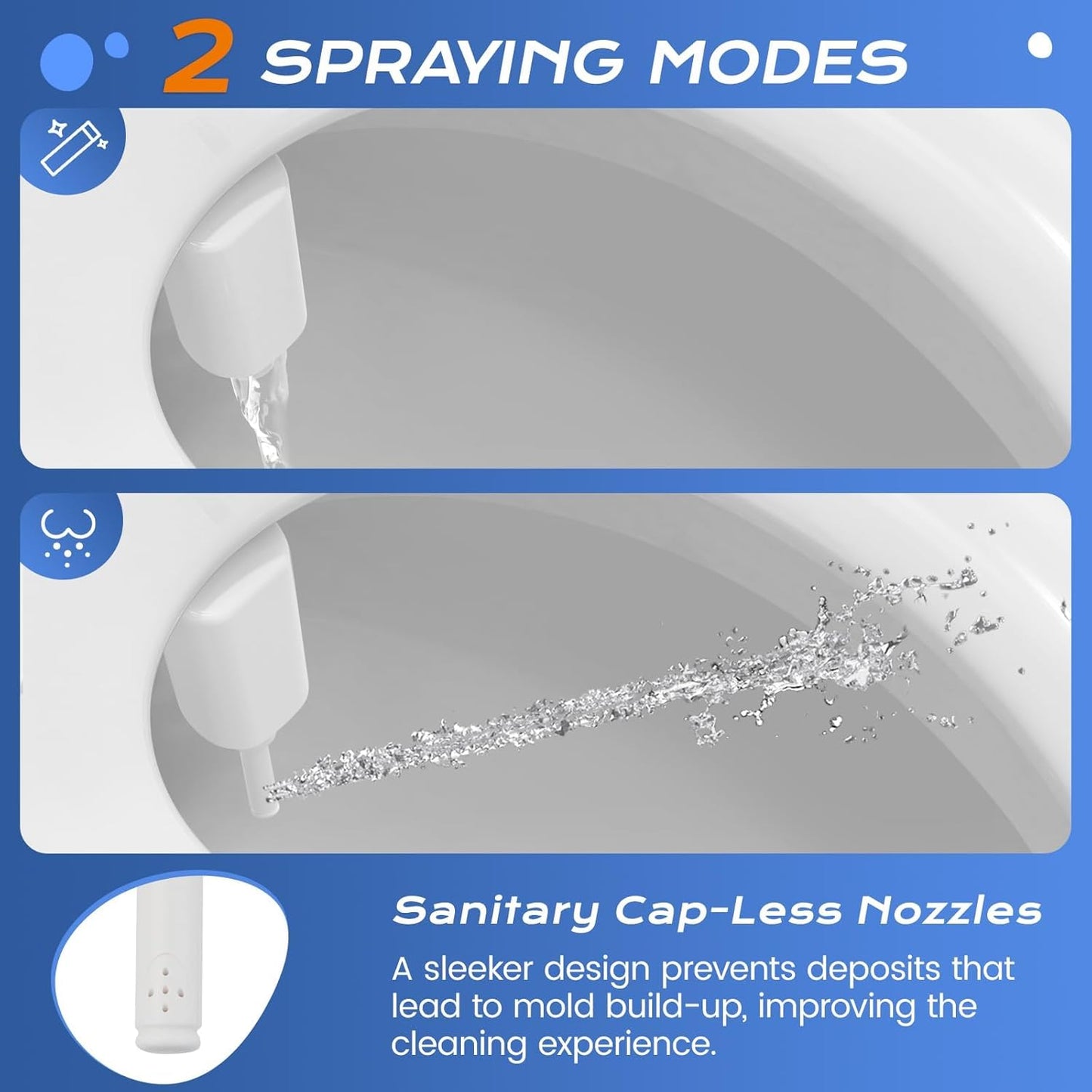 SAMODRA Ultra-Slim Bidet, Minimalist Bidet for Toilet with Non-Electric Dual Nozzle (Frontal & Rear Wash) Adjustable Water Pressure, Fresh Water Bidet Toilet Seat Attachment, Easy to Install