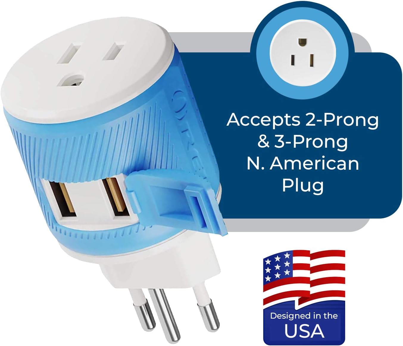 OREI South Africa, Botswana, Namibia Travel Plug Adapter with Dual USB - USA Input - Type M (U2U-10L), Will work with Cell Phones, Camera, Laptop, Tablets, iPad, iPhone