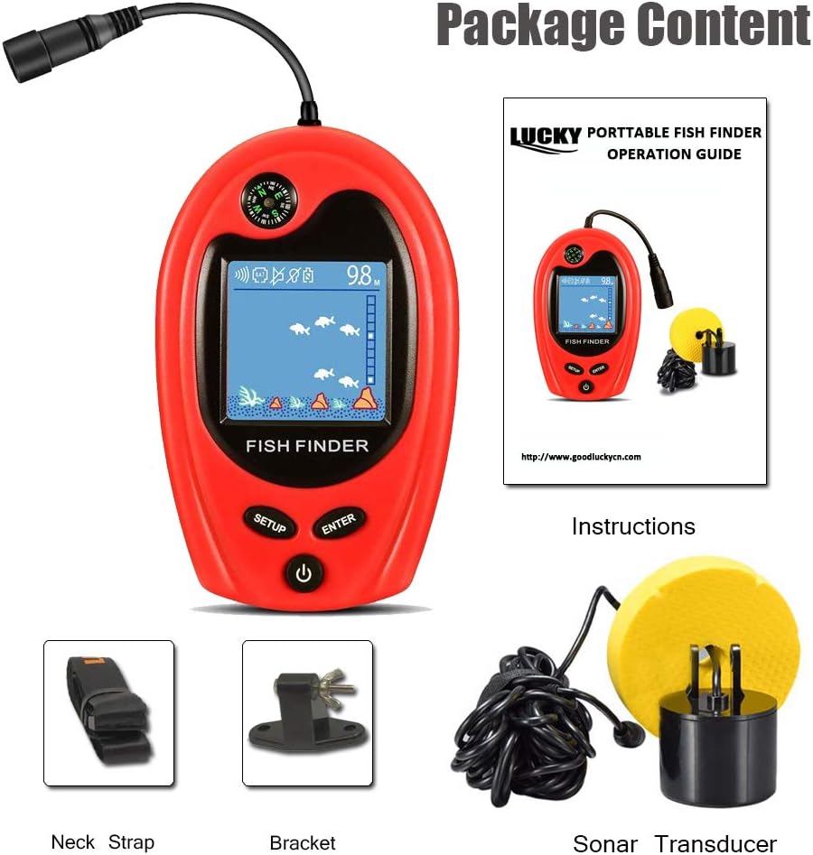 LUCKY Portable Fish Finder - Handheld Depth Detector for Kayak, Ice Fishing - Sonar Fish Detector - Fishing Gifts