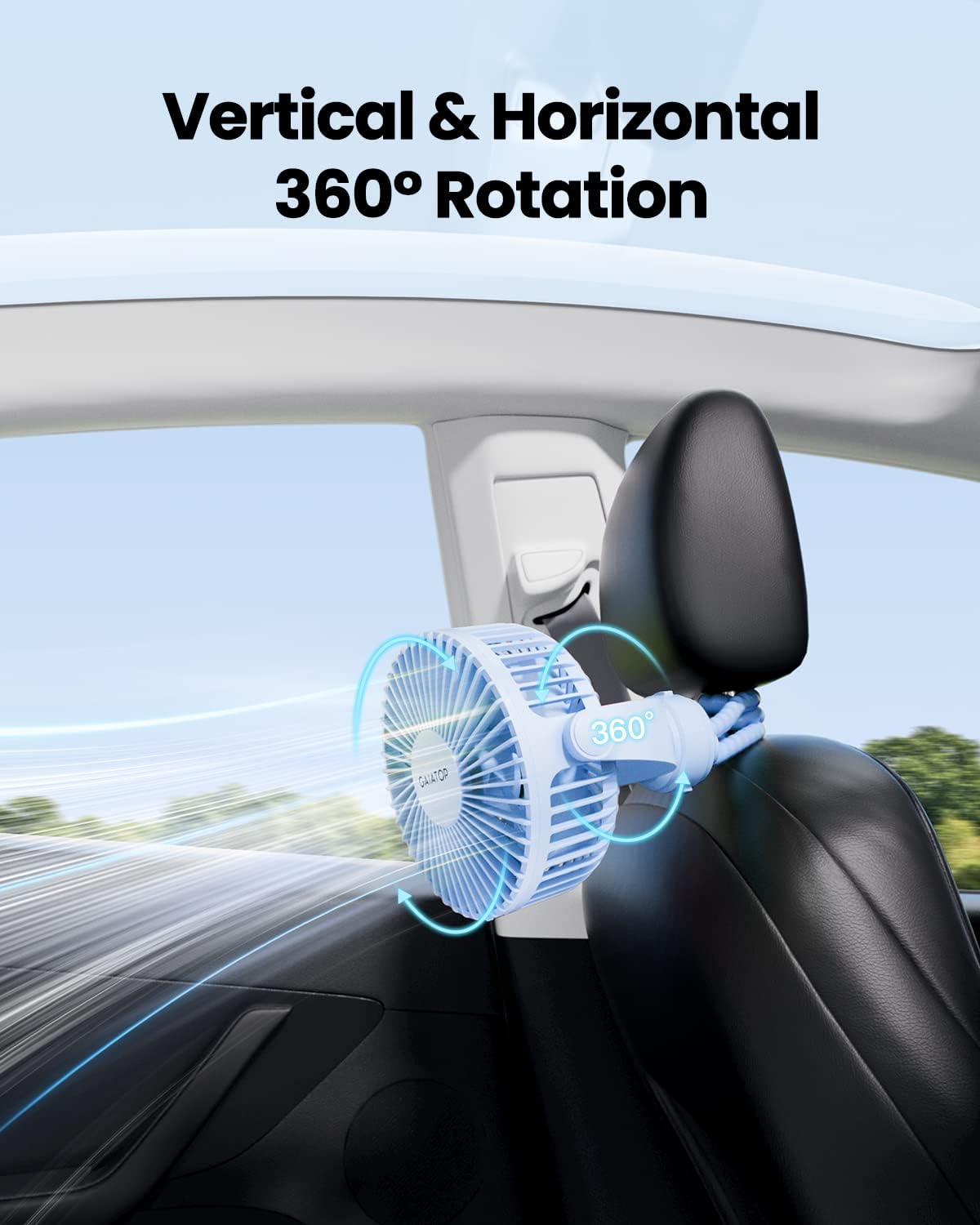 Gaiatop Mini Portable Pram Fan, Rechargeable Small Clip on Fan for Stroller, Detachable 3 Speed 360 Degree Rotate Flexible Tripod Handheld Desk Cooling Car Seat Crib Treadmill Travel Black