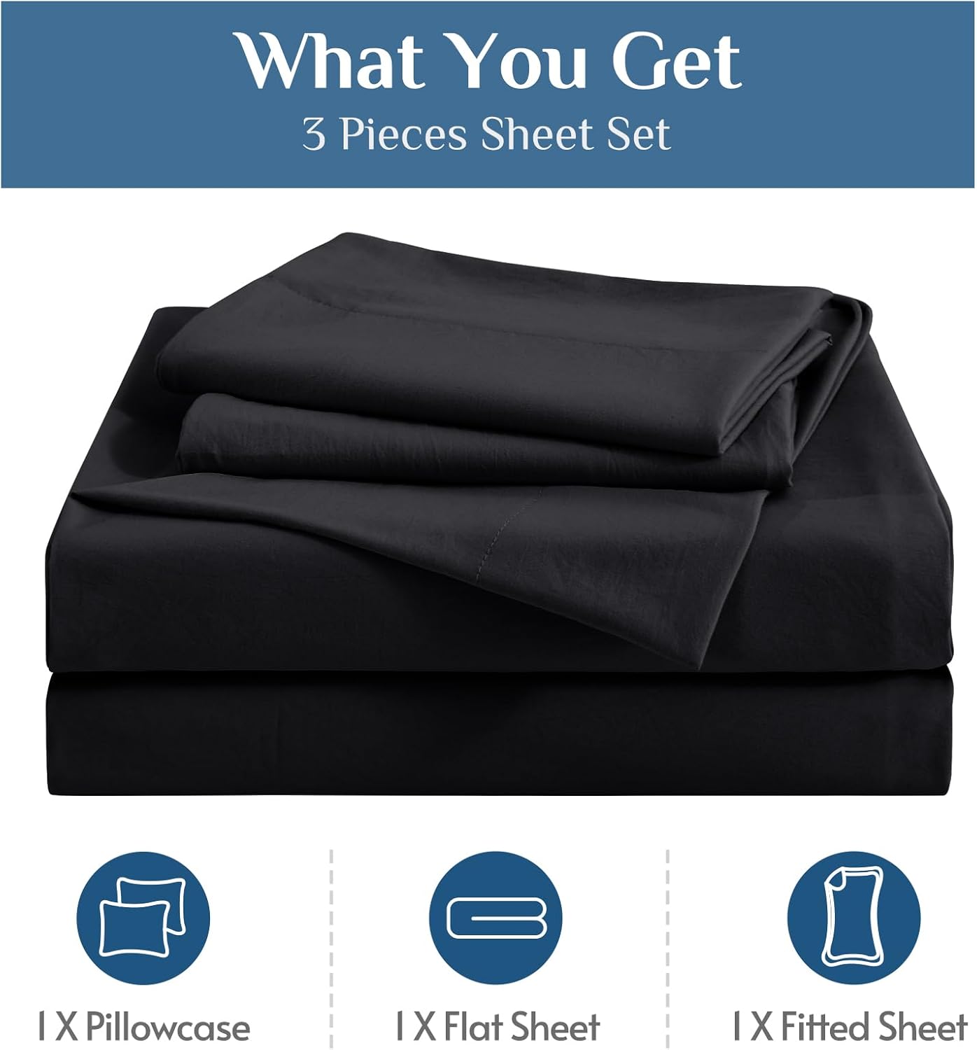 JOLLYVOGUE Queen Size Bed Sheet Set - 4 Piece Bed Sheets Set with Deep Pocket - Soft Breathable & Cooling - Resists Shrinkage & Fading Draps Queen - Easy Care (Dark Grey)