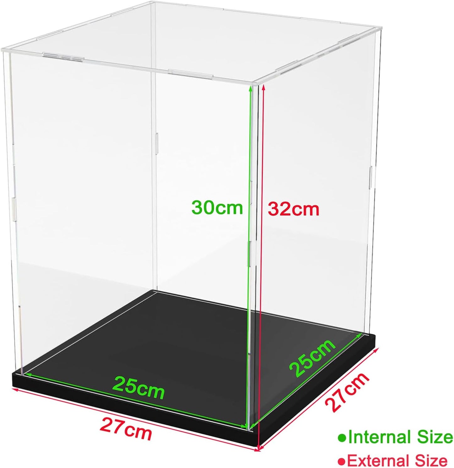 Thickened Clear Acrylic Display Case for Lego 10330 43268 76450 42170 10295 10353 Collectibles, Transparent Box Dustproof Protection with Wood-Plastic Base & String Light, Black Inside 40x20x20cm