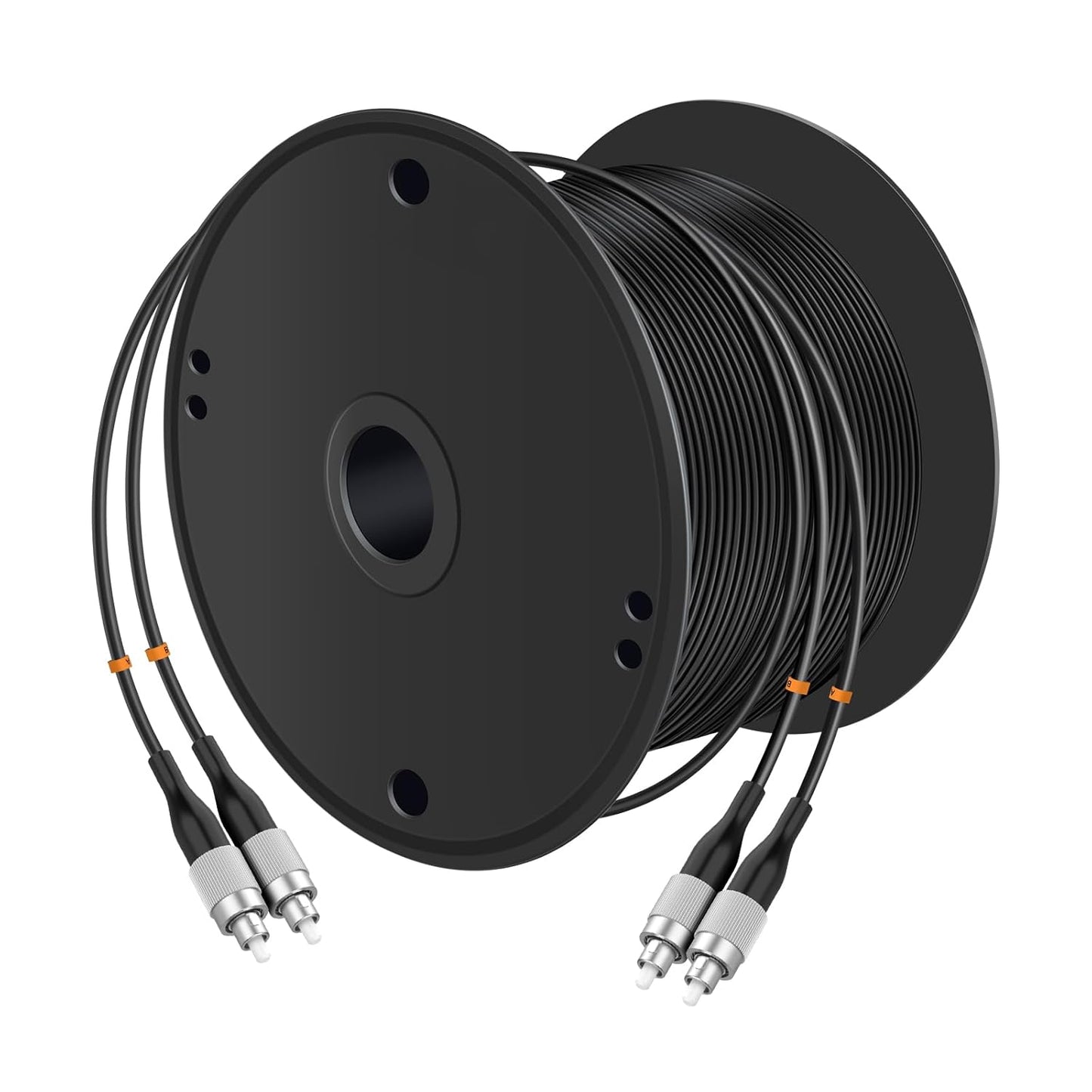 Buacoz 200 Meters LC to LC UPC Outdoor Armored Fiber Patch Cable, 9/125um Single Mode Duplex Fiber Optic Internet Cables, Jumper Optical Patch Cord, (200M/656ft), TPU Black