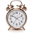 FLOITTUY Loud Alarm for Deep Sleepers 4'' Retro Twin Bell Alarm Clock with Backlight for Bedroom and Home Decoration(Retro White)