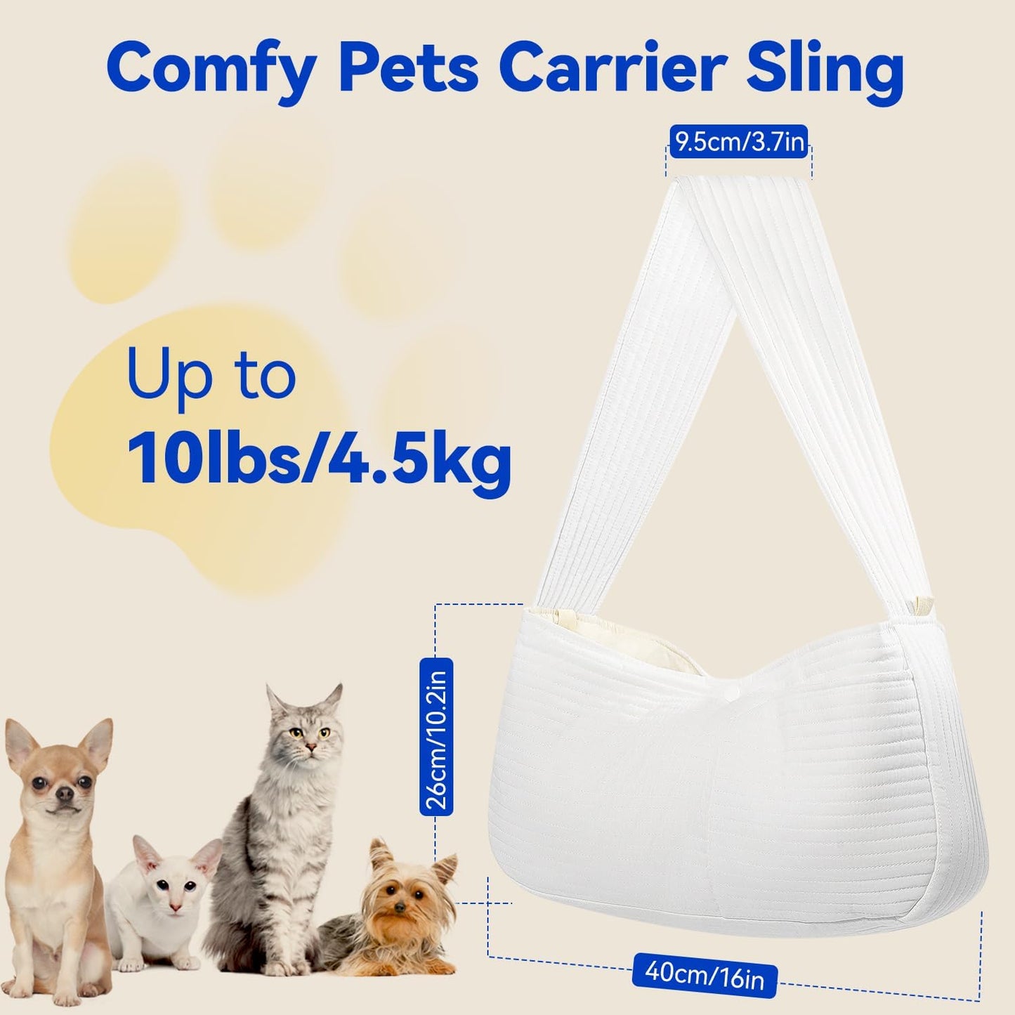 Pawaboo Small Dog Sling Carrier, Reversible Hands Free Dog Sling Carrier for Small Dogs and Cats, Puppy Sling Carrier with Adjustable Strap Buckle & Safety Harness, Puppy Essentials, Grey