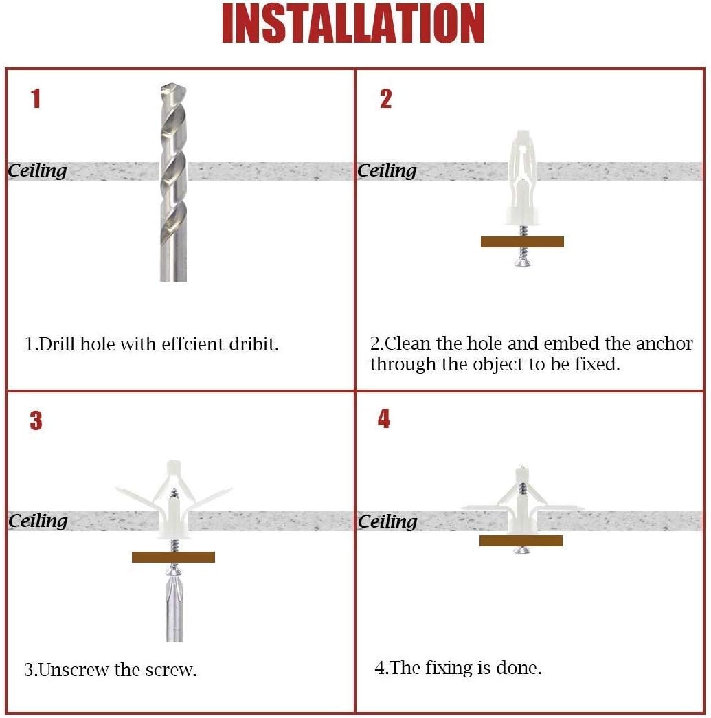 Drywall Anchor kit - Hollow Wall Anchors with Screws ,self-Drilling Hollow Wall Anchor, for Drywall,Nylon - Plastic - Buildex,60pcs (Anchor 30pcs+screw 30pcs)