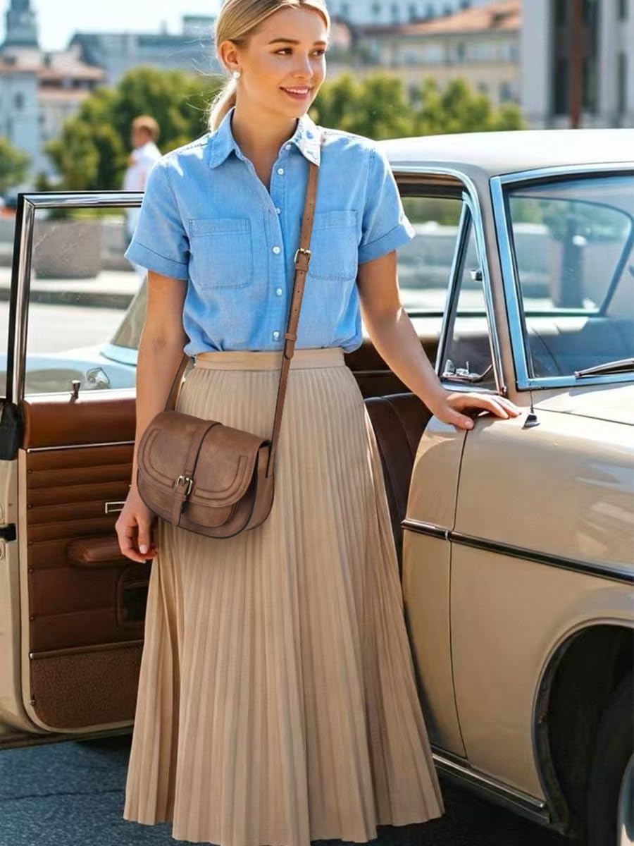 Crossbody Bags for Women Small Over the Shoulder Saddle Purses and Boho Cross body Handbags,Vegan Leather