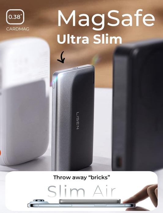 LISEN for Magsafe Power Bank Slim for iPhone 17, 【0.3" Ultra-Slim】 5000mAh Portable Battery Pack Power Bank, Super Powerful Wireless Magnetic Powerbank USB C for iPhone 17 Pro Max Air 16 15 14 13 12