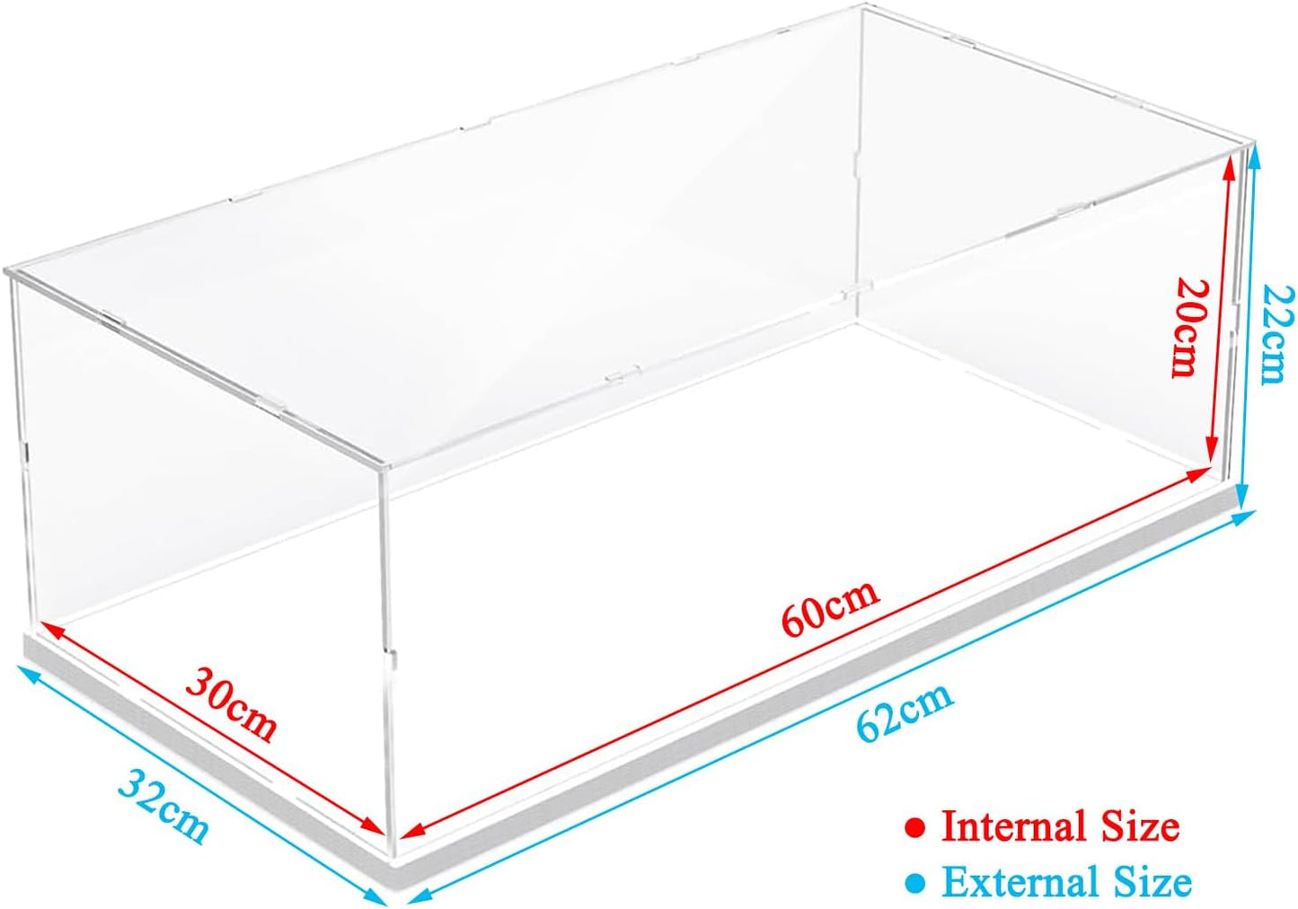 Thickened Clear Acrylic Display Case for Lego 10330 43268 76450 42170 10295 10353 Collectibles, Transparent Box Dustproof Protection with Wood-Plastic Base & String Light, Black Inside 40x20x20cm