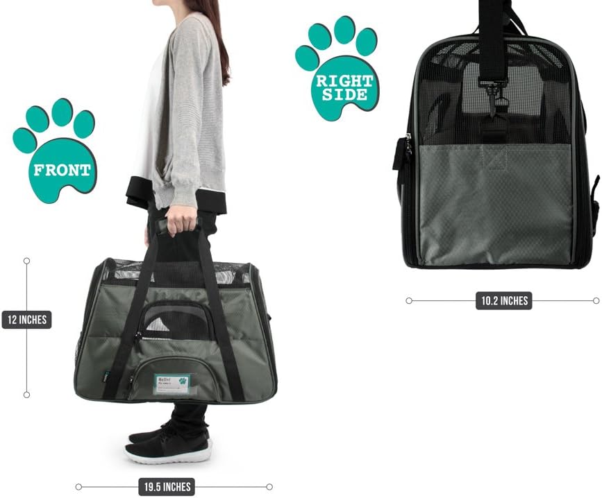 Premium Airline Approved Soft-Sided Pet Travel Carrier by PetAmi | Ventilated, Comfortable Design with Safety Features | Perfect For Plane or Car | Ideal for Small to Medium Sized Cats, Dogs, and Pets