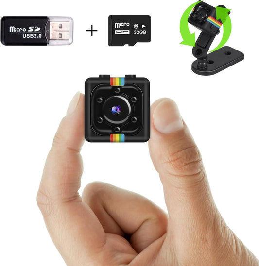 Spy Camera, Bextgoo Hidden Camera No WiFi, 1080P FHD Mini Camera with 32GB Memory Card,12MP Photoshoot, 140° Wide Angle, 360° Rotating Bracket, No Monthly Fee, for Travel, Outdoor Security
