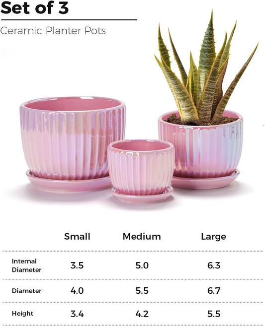 Purilite Select 3-Piece Ceramic Indoor Planter Set