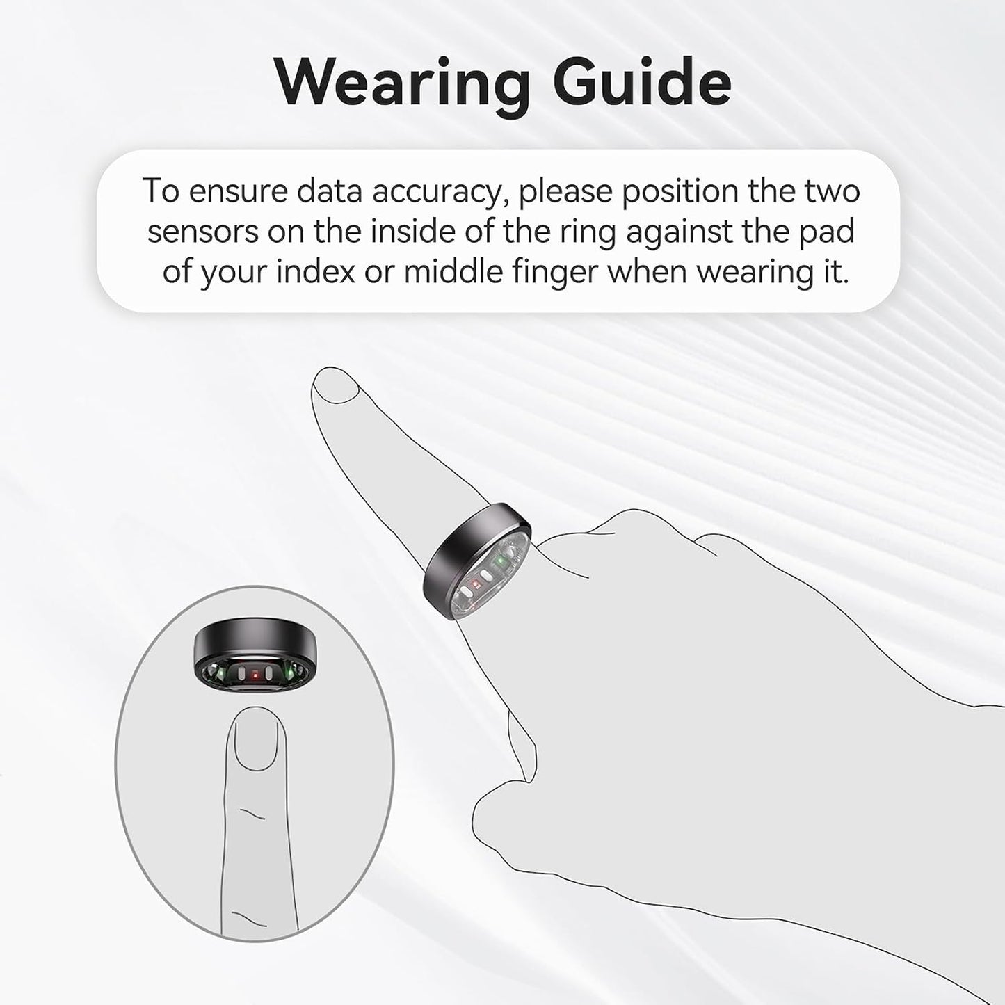 RingConn Gen 2 Smart Ring, No App Subscription, Size First with Sizing Kit, 12-Day Battery Life, Stress/Women's Health Tracker, Compatible with Android & iOS (Black, Size 8)