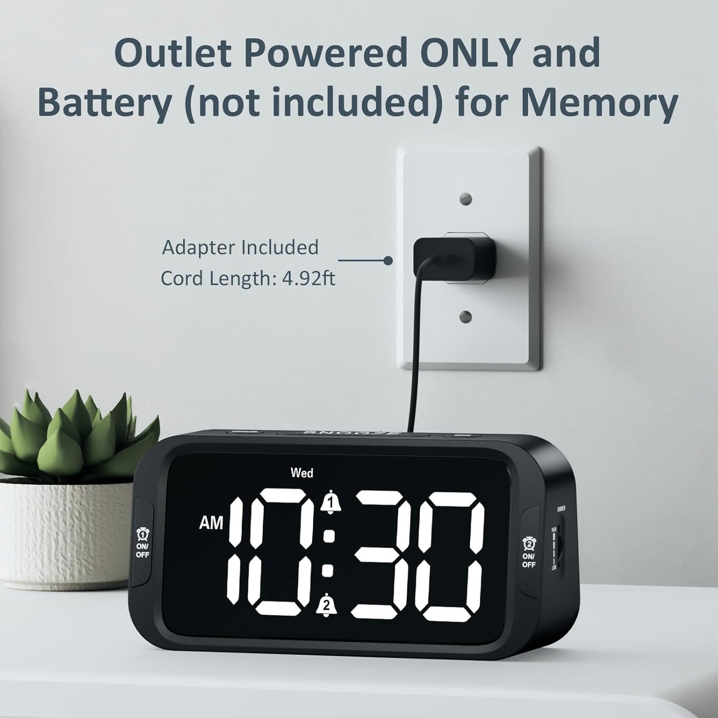 Odokee Digital Dual Alarm Clock for Bedroom, Easy to Set, 0-100% Dimmer, USB Charger, 5 Sounds Adjustable Volume, Weekday/Weekend Mode, Snooze, 12/24Hr, Battery Backup, Compact Clock for Bedside(Blue)