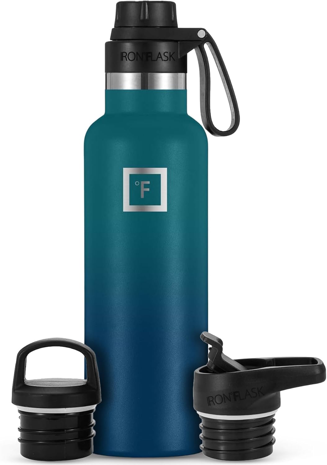Camping & Hiking Hydration Canteens - 24oz 3 Lids (Narrow Straw/Spout Lid) Leak Proof Vacuum Insulated Stainless Steel - Hot & Cold Double Walled Sports Water Bottle