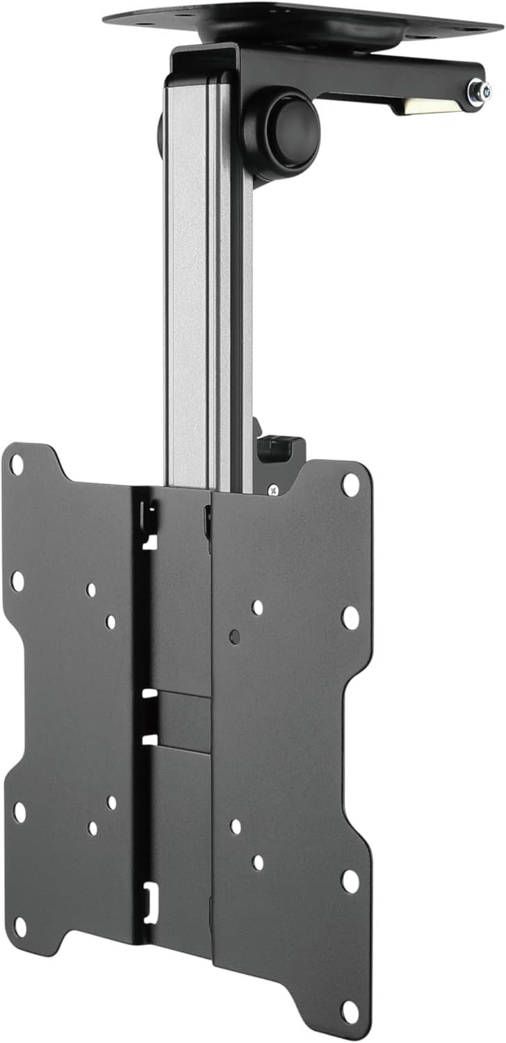 ZeboZap ZZTVC8022 Outdoor Flip Down Ceiling TV Mount | Gazebo TV Mount | Patio TV Mount | Pergola TV Mount | Pitched Roof | Height Adjustable | Under Cabinet| Holds 44lbs | Fits 17-in to 37-in | Black