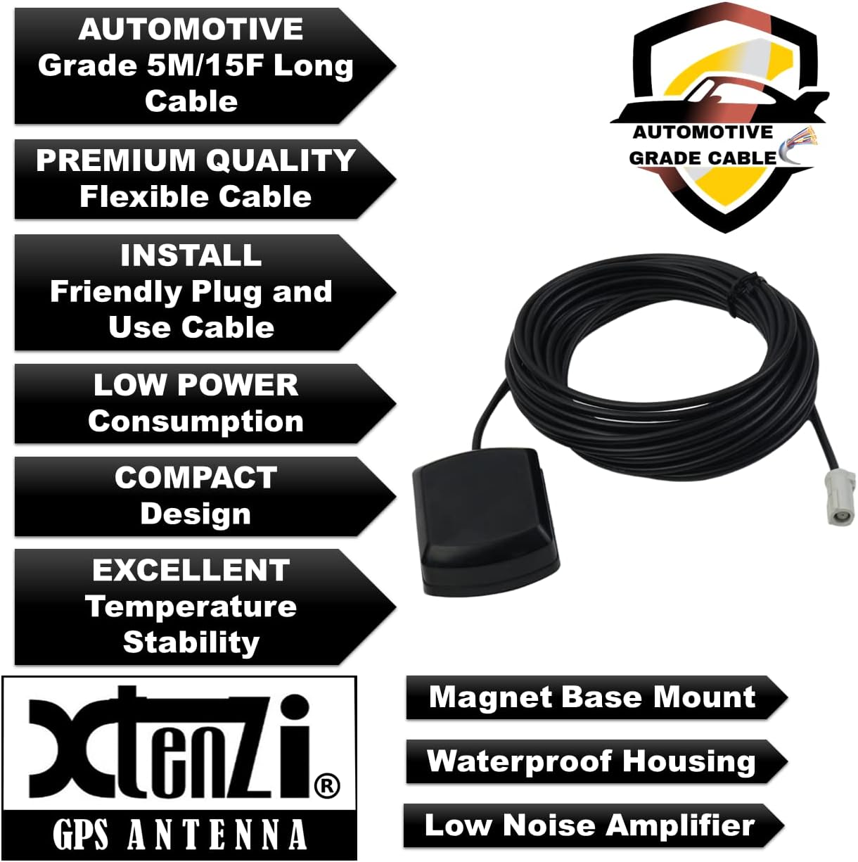Xtenzi Replacement Active GPS Antenna Compatible with Select JVC Navigation KW-NT30HD KW-NT50HDT QAL1088-003 QAL1088-001 Models