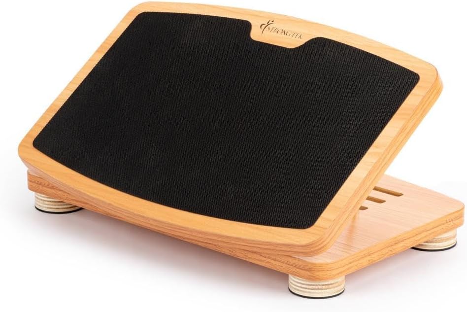 StrongTek Adjustable Wooden Foot Rest for Under Desk, Ergonomic Office Footstool with 3 Height Levels, Improves Posture & Leg Circulation, Comfortable Foot Support for Work & Home
