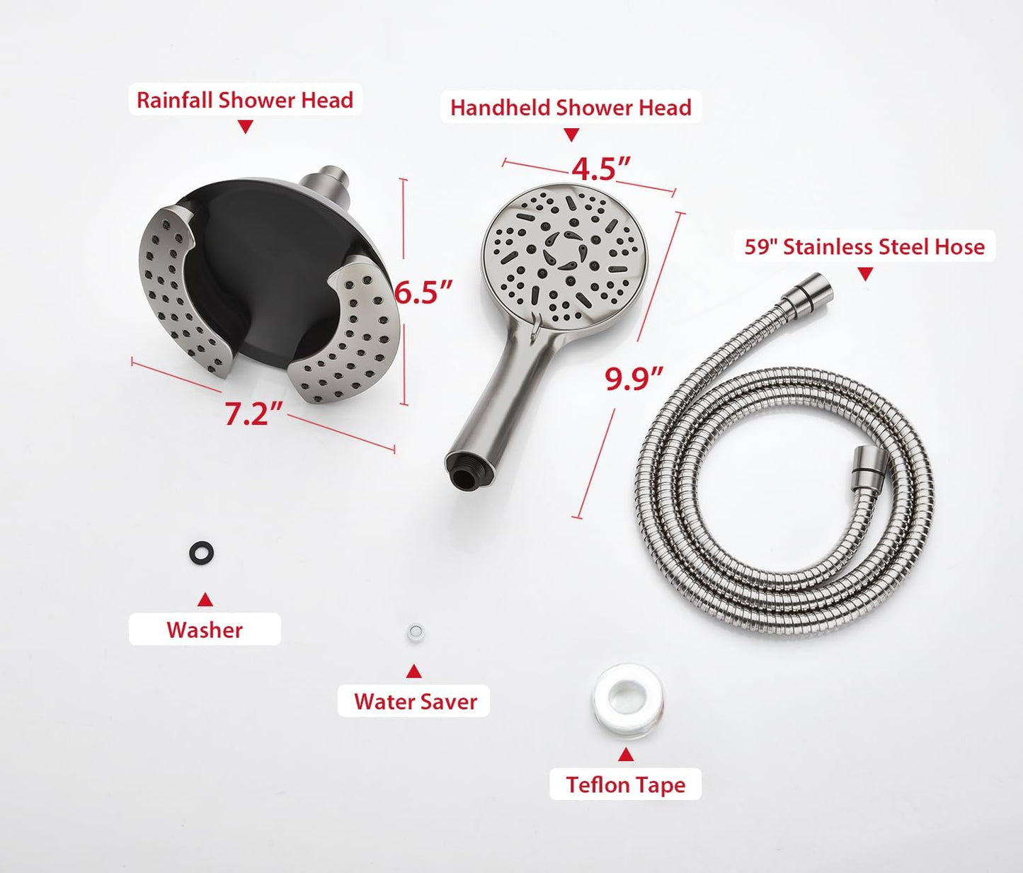 GRICH Shower Heads with Hand Held Spray: 9 Modes High Pressure Shower Head & Rain Shower Head, 2 in 1 Anti-Leak Shower Head with Hose, Height/Angle Adjustable, cUPC Certification Approved