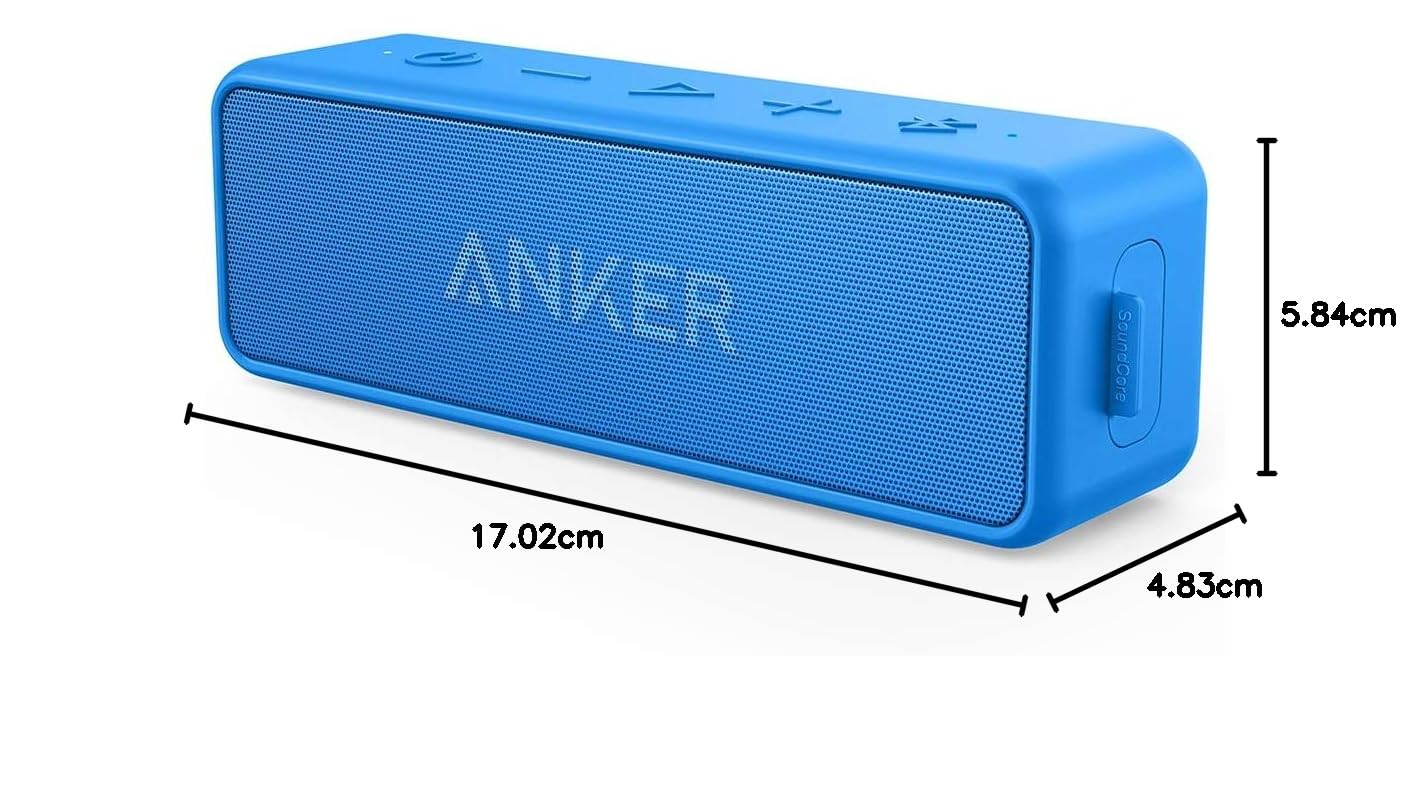 Anker SoundCore 2 Portable Bluetooth Speaker with Better Bass, 24-Hour Playtime, 66ft Bluetooth Range, IPX7 Water Resistance & Built-in Mic, Dual-Driver Wireless Speaker (Red)