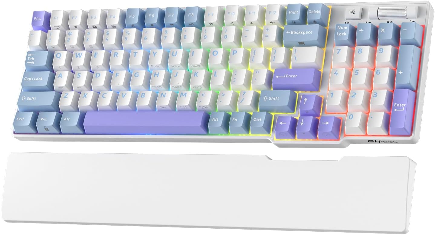 RK ROYAL KLUDGE RK96 RGB Limited Ed, 90% 96 Keys Wireless Triple Mode BT5.0/2.4G/USB-C Hot Swappable Mechanical Keyboard w/Wrist Rest, Software Support, Linear Viridian Switches, MARRS Green