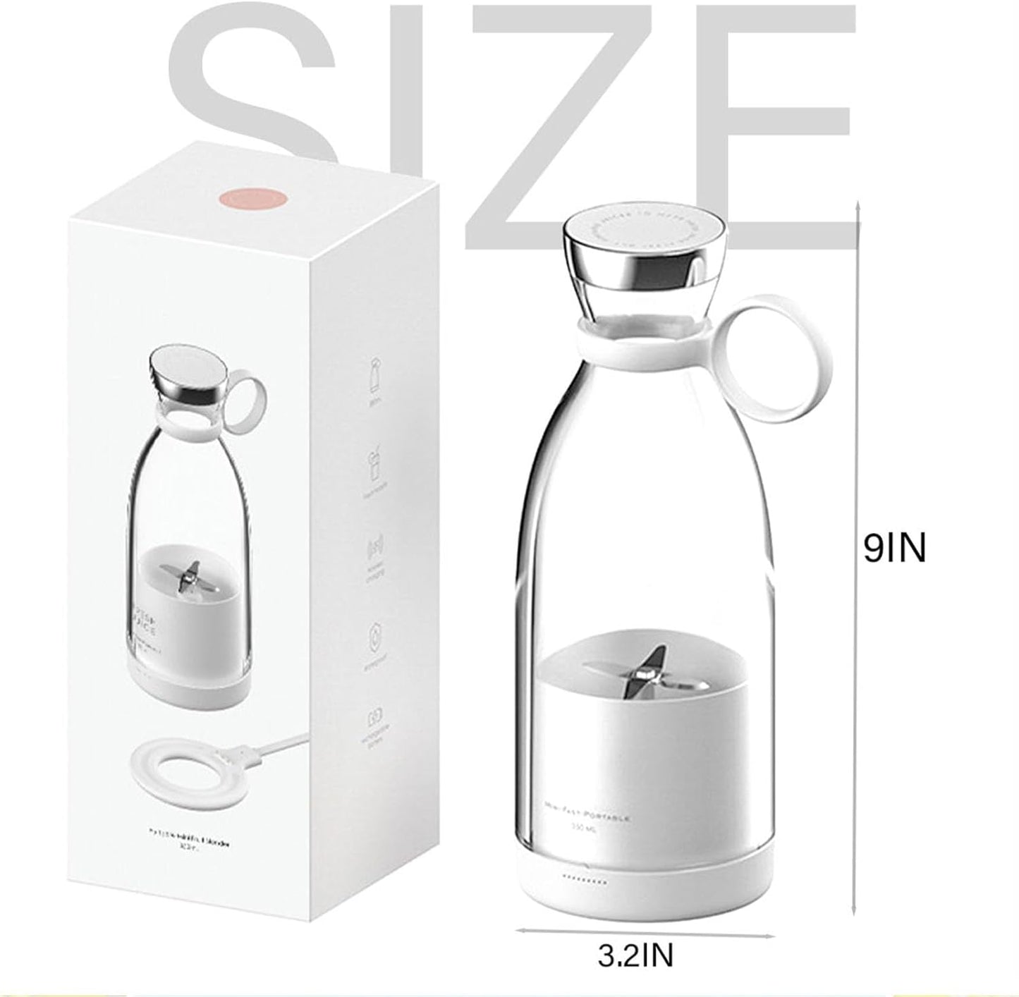 Juicengo Portable Blender, 2 In- 1 Fresh juice Bottle with Cordless Charging, Easy to Use & Self-Cleaning, 20000rpm, for Smoothies, Milkshakes (White)