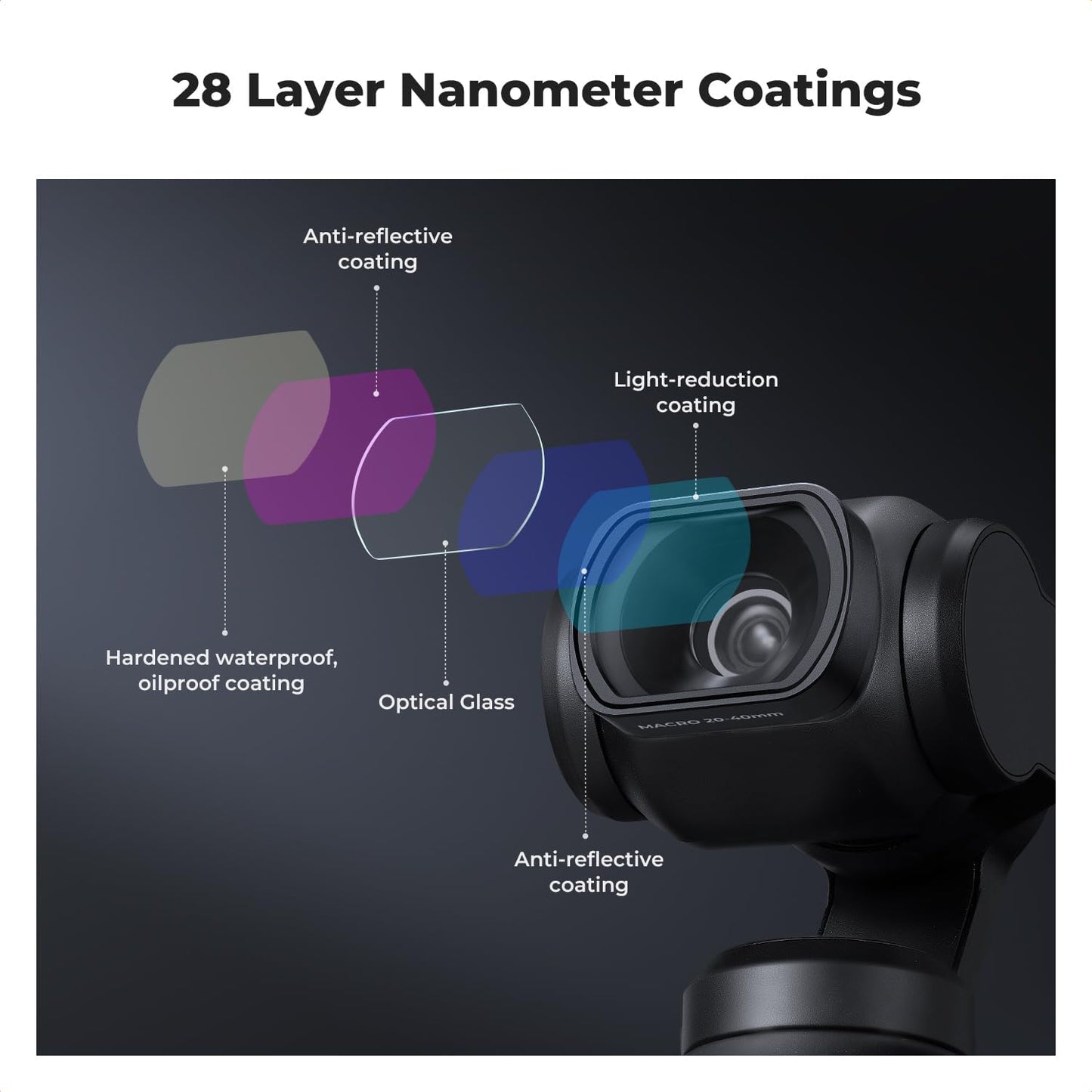 K&F Concept Wide-Angle Lens Compatible with DJI Osmo Pocket 3, Magnetic Attach/Multi-Coated/Optical Glass