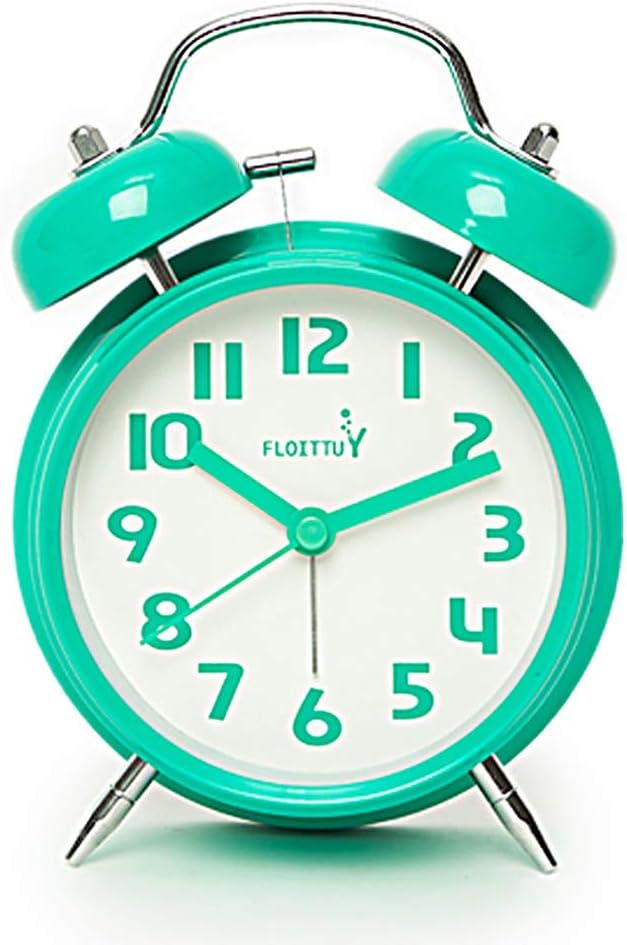 FLOITTUY (Loud Alarm for Deep Sleepers) 4'' Twin Bell Alarm Clock with Backlight for Bedroom and Home Decoration(Black)