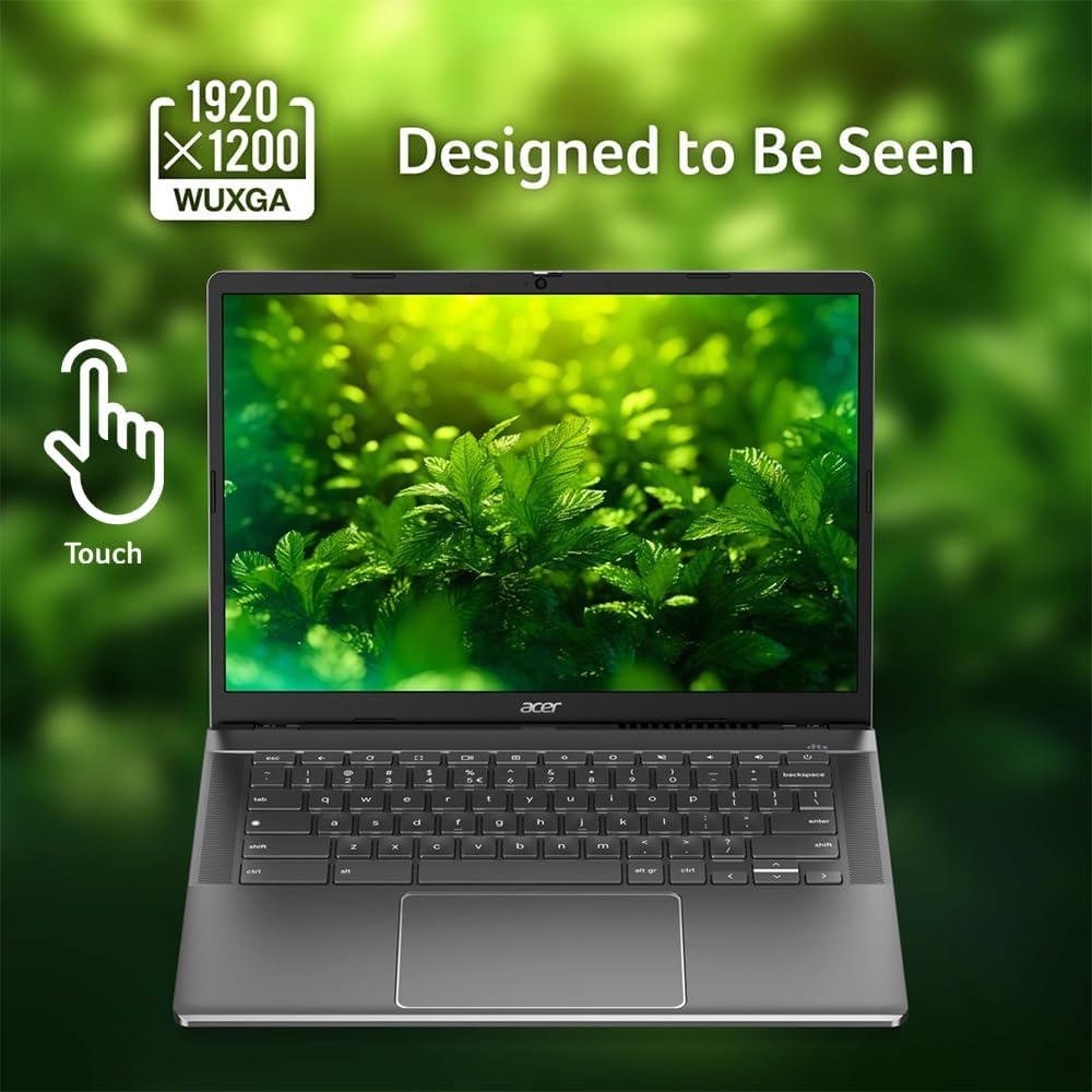Acer Chromebook Plus Laptop with Google AI | 14" WUXGA 1920 x 1200 IPS Touch Display | AMD Ryzen 3 7320C | 8GB LPDDR5X | 128GB eMMC | Wi-Fi 6E | Chrome OS | CB514-3HT-R8RB