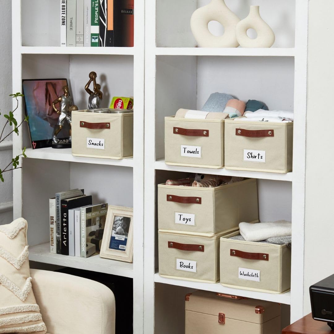DECOMOMO Cube Storage Bin, Storage Cubes with Labels, Baskets for Shelves Kallax Linen Closet Organizers (Cube 10.5x11"/ 6pcs, Black)
