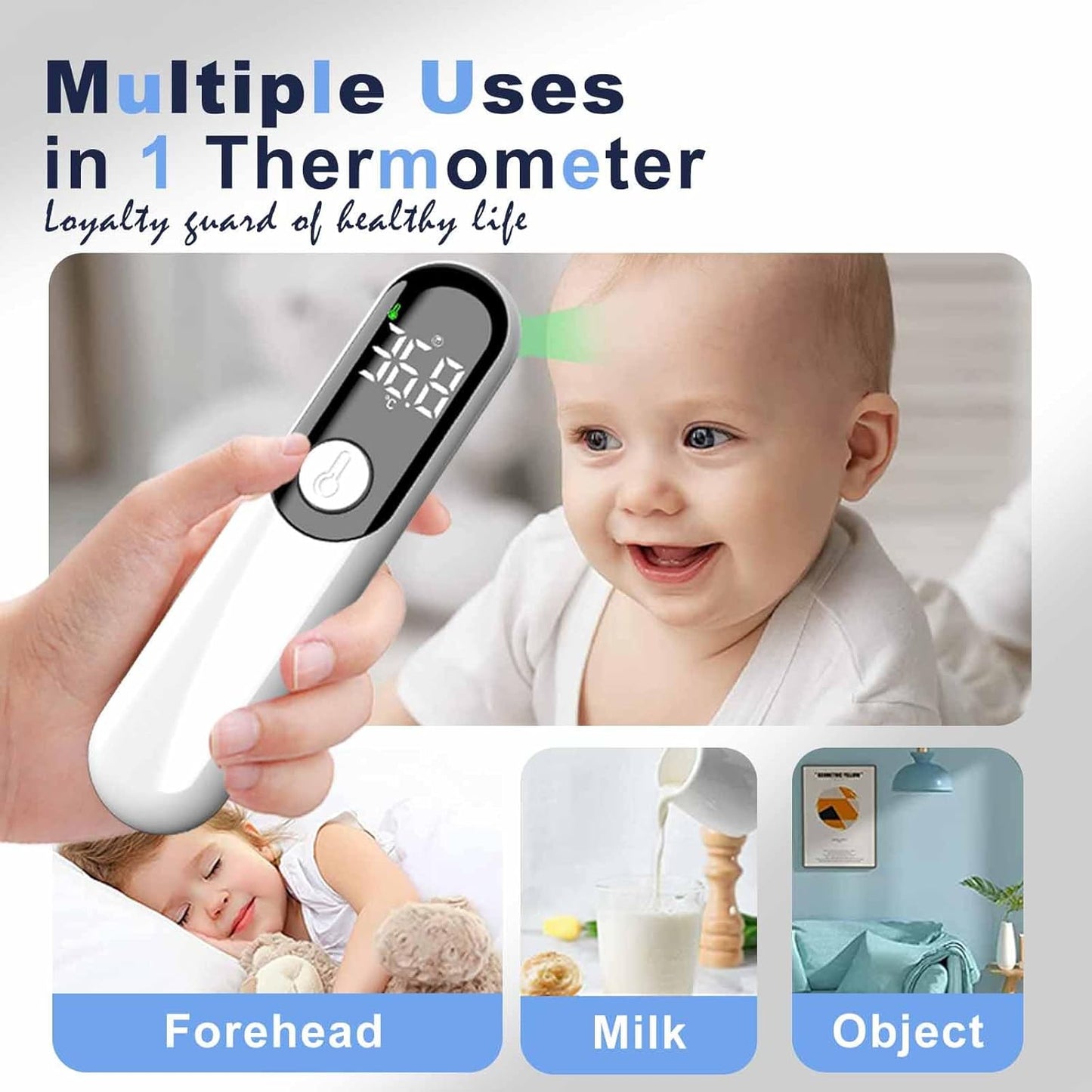 Digital Infrared Thermometer for Adults and Kids with Fever Alarm, Large LED Digits, High Accuracy, 1s Fast Result Accurate Reading Baby Thermometer