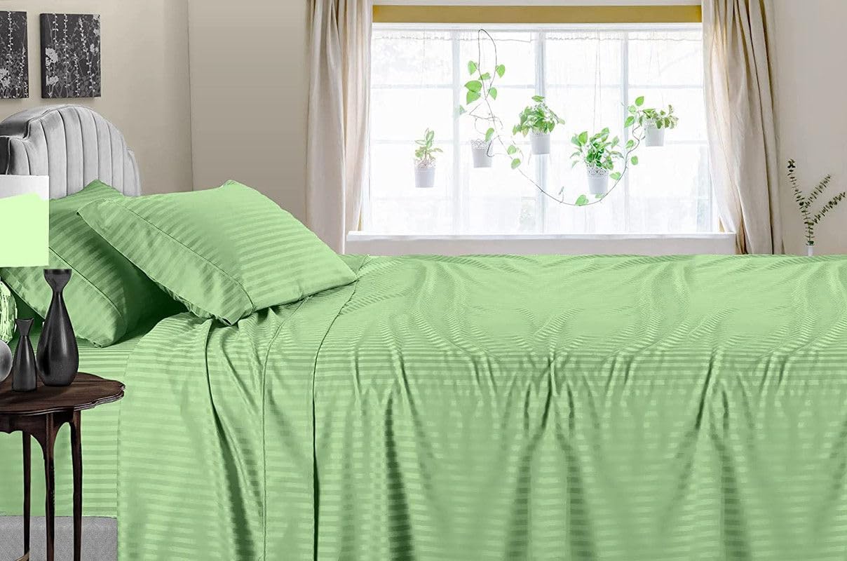 Linen Sheets 100% Egyptian Cotton- Twin-XL Sheet Set 4 Piece- 1000 Thread Count- Fits Upto 18" Deep Pocket- Long Staple Cotton Bedding, Sateen Weave-Light Blue Solid